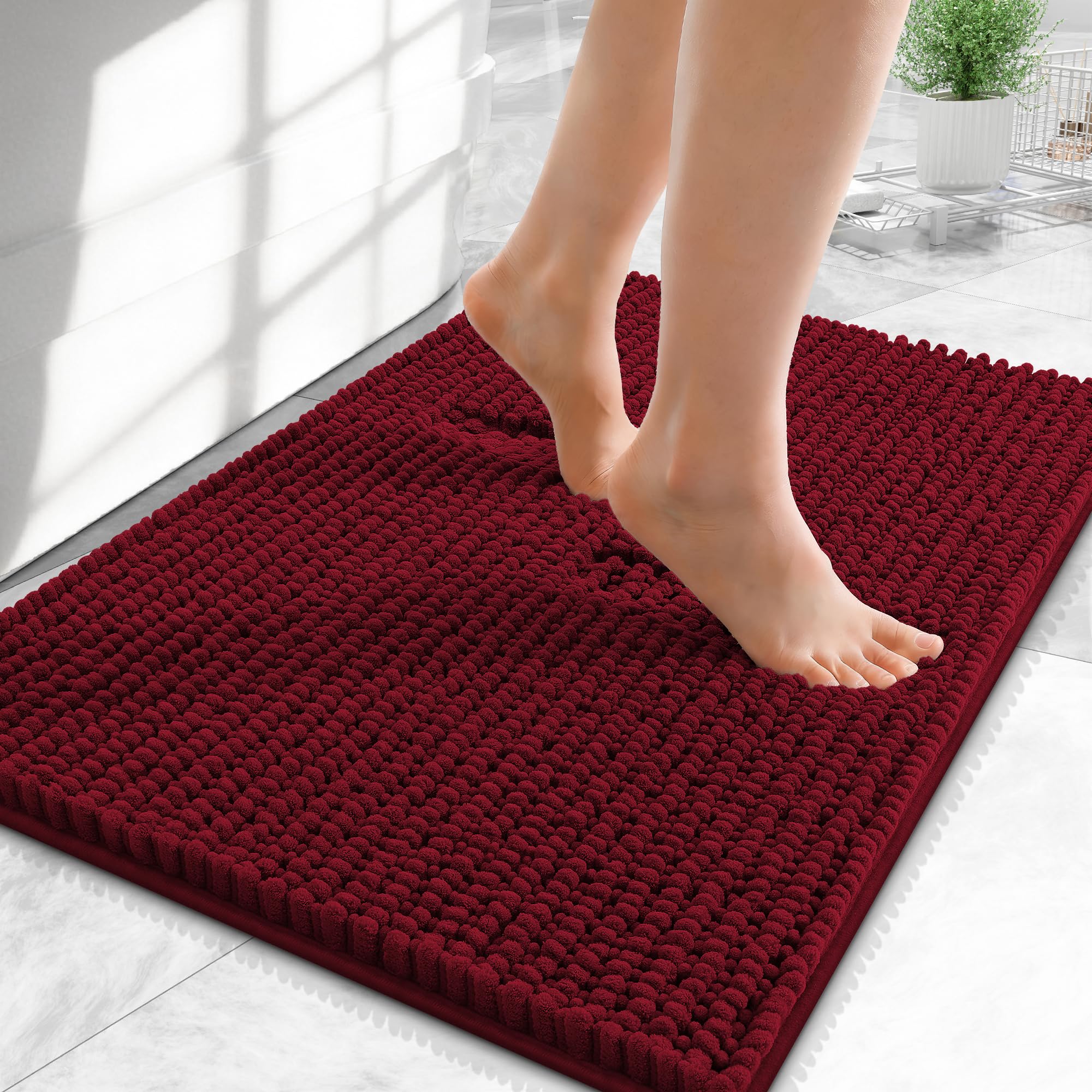 OLANLY Thick Bathroom Rugs 30x20, Extra Soft Absorbent Chenille Bath Rugs, Rubber Backing, Machine Wash Dry, Bath Mats for Bathroom Floor, Tub and Shower, Home Decor Accessories, Grey