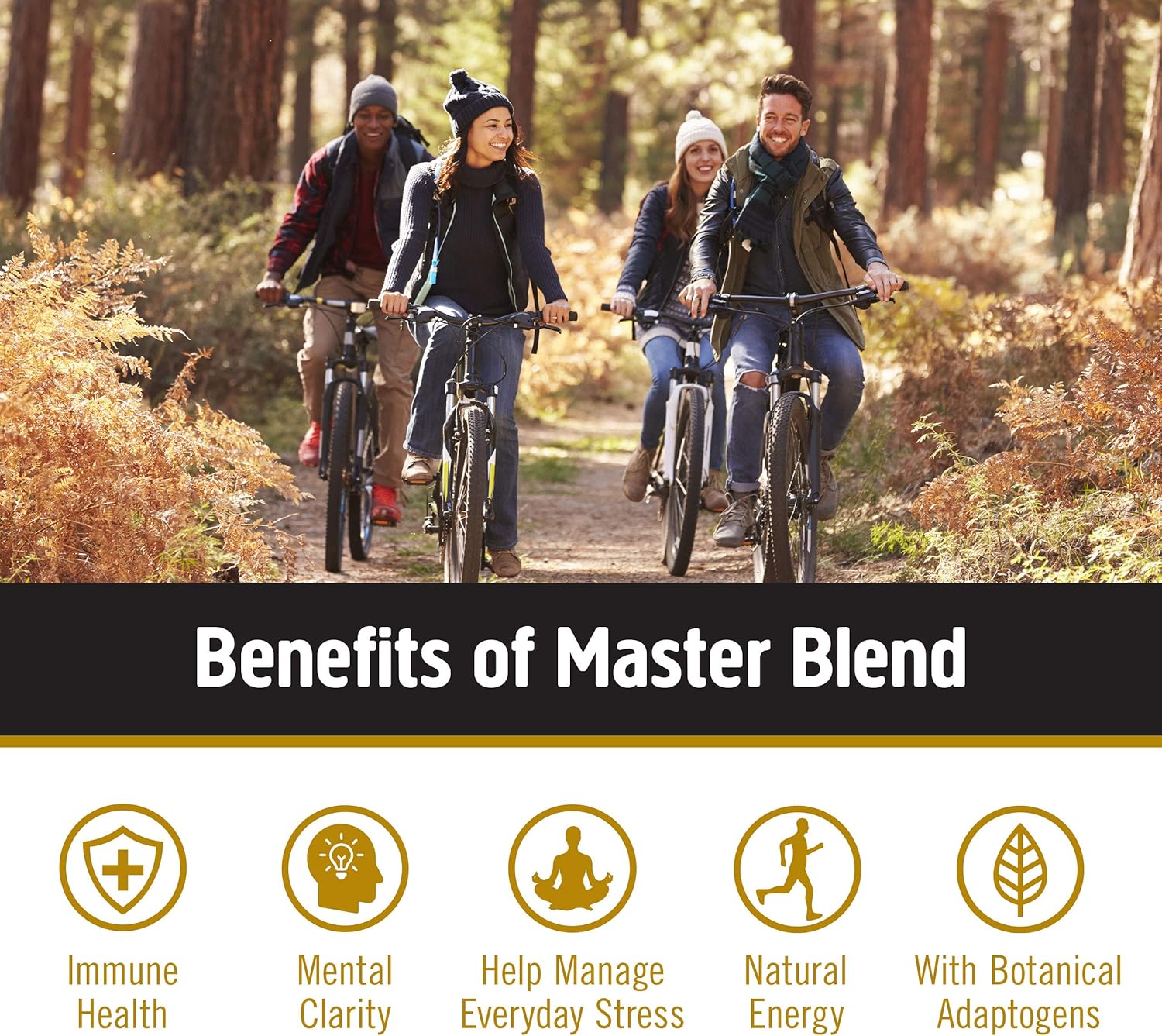 OM Mushrooms Master Blend Mushroom Powder – Organic Mushroom Supplement with 10 Mushrooms and Ashwagandha - Support Immunity, Gut Health & Stress Relief, 6.34 oz (80 Servings)