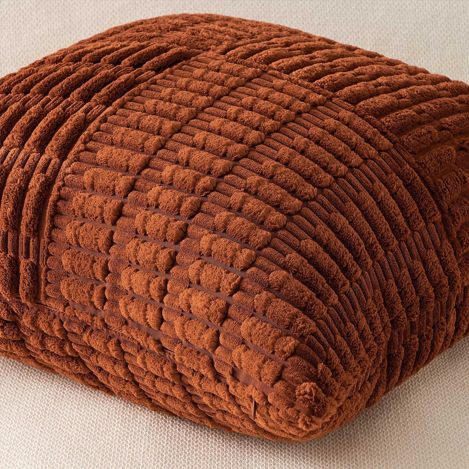 Topfinel Fall Pillow Covers Set of 2 Soft Corduroy Boho Strip Textured Terracotta Pillow Covers Modern Farmhouse Cute Autumn Home Decor Burnt Orange Living Room Sofa Couch Bed 30x30 cm