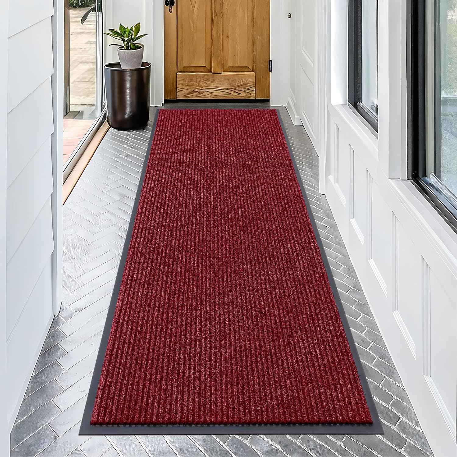 OLANLY Front Door Mat Indoor Outdoor Entrance, Waterproof Heavy Duty Doormat, Fade Resistant, Low Profile, Easy Clean Patio Porch Welcome Floor Mats for Entry, 29.5x17, Beige
