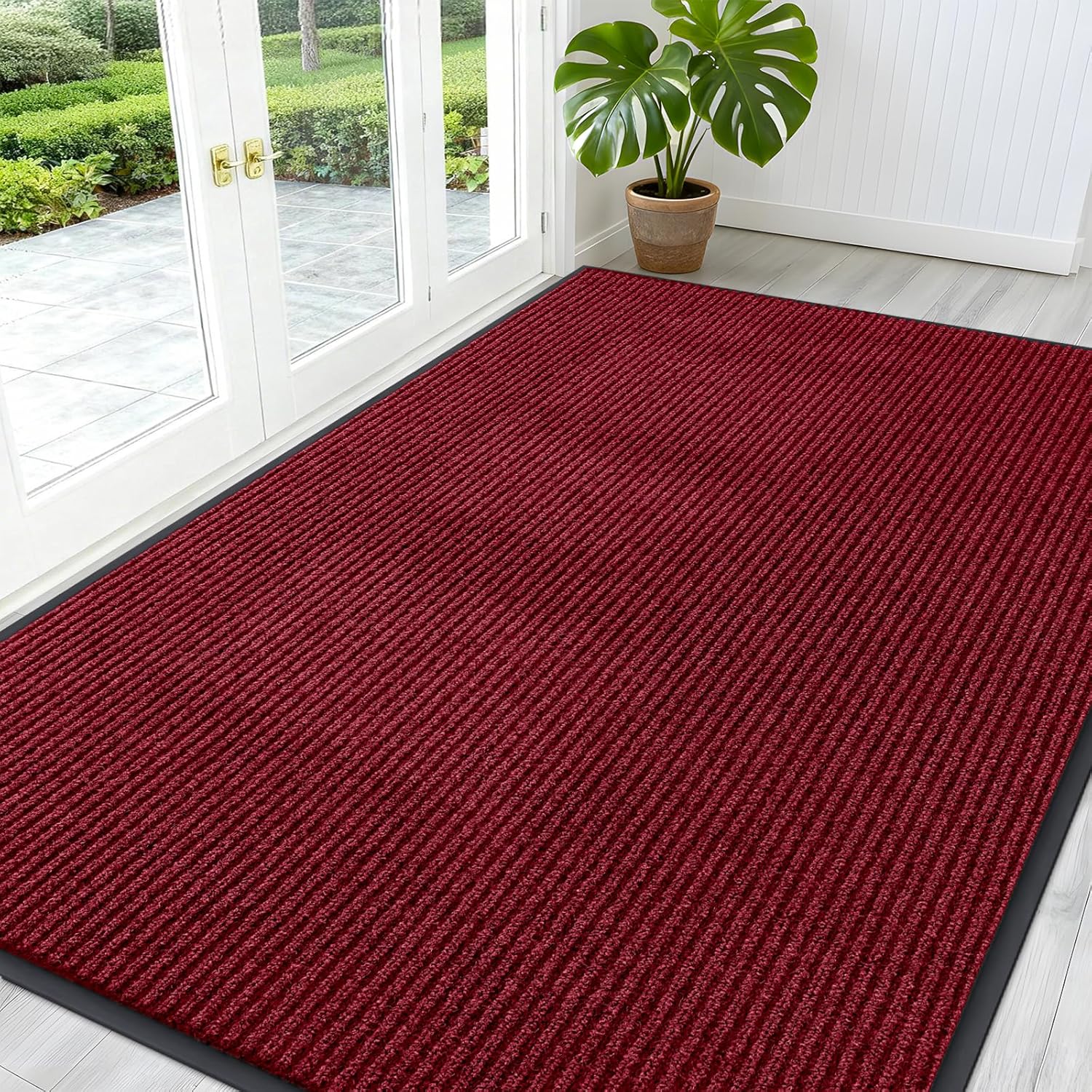 OLANLY Front Door Mat Indoor Outdoor Entrance, Waterproof Heavy Duty Doormat, Fade Resistant, Low Profile, Easy Clean Patio Porch Welcome Floor Mats for Entry, 29.5x17, Beige