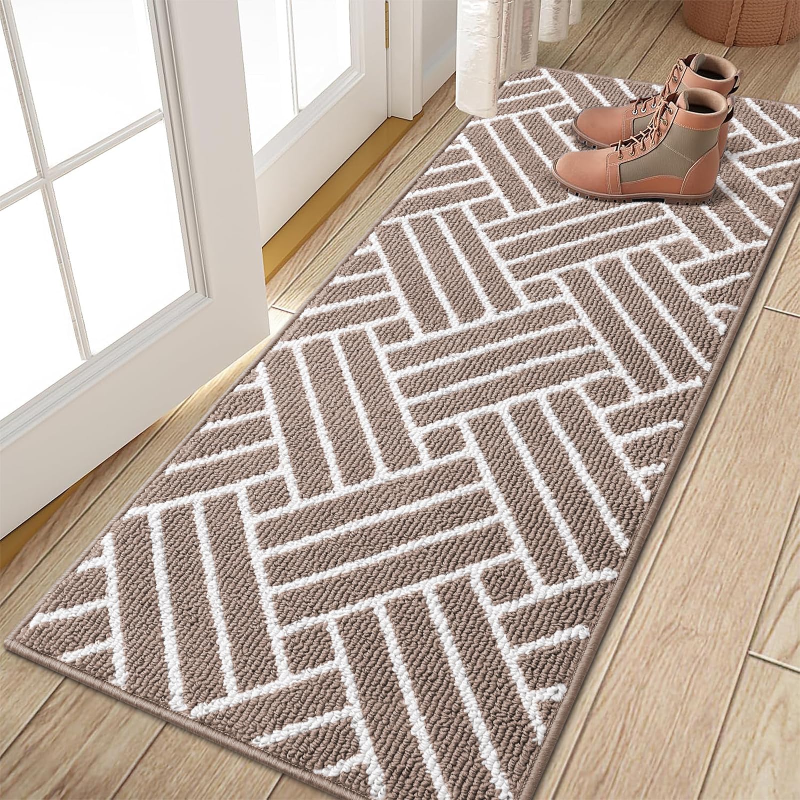 OLANLY Indoor Door Mat, 32x20 Inch, Dirt Resistant and Absorbent, Non-Slip Rubber Backing Floor Mats, Easy Clean Low-Profile Doormat for Entryway, Front Door, and Inside Entrance, Grey