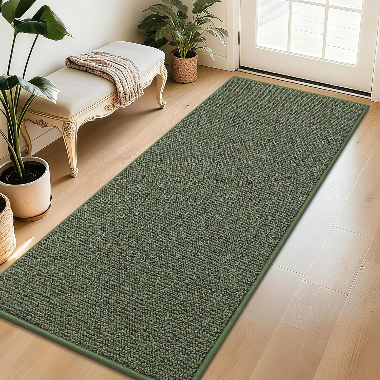 BEQHAUSE Dirt Trapper Door Mat 20" x 32", Non-Slip Washable Doormats Entrance Mat, Dirt Resistant and Absorbent Welcome Mat, Low Profile Floor Mats for Front Back Door and Entryway, Charcoal
