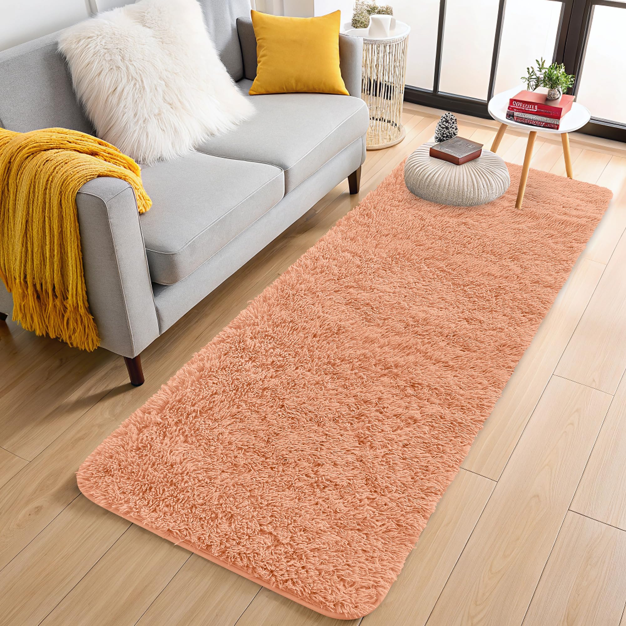 OLANLY Area Rugs for Living Room Bedroom, Machine Washable 4x5.9 ft Soft Fluffy Shaggy Bedside Rug, Indoor Floor Carpet for Kids Girls and Boys, Dorms, Nursery Rooms, Home Decor Aesthetic, Grey