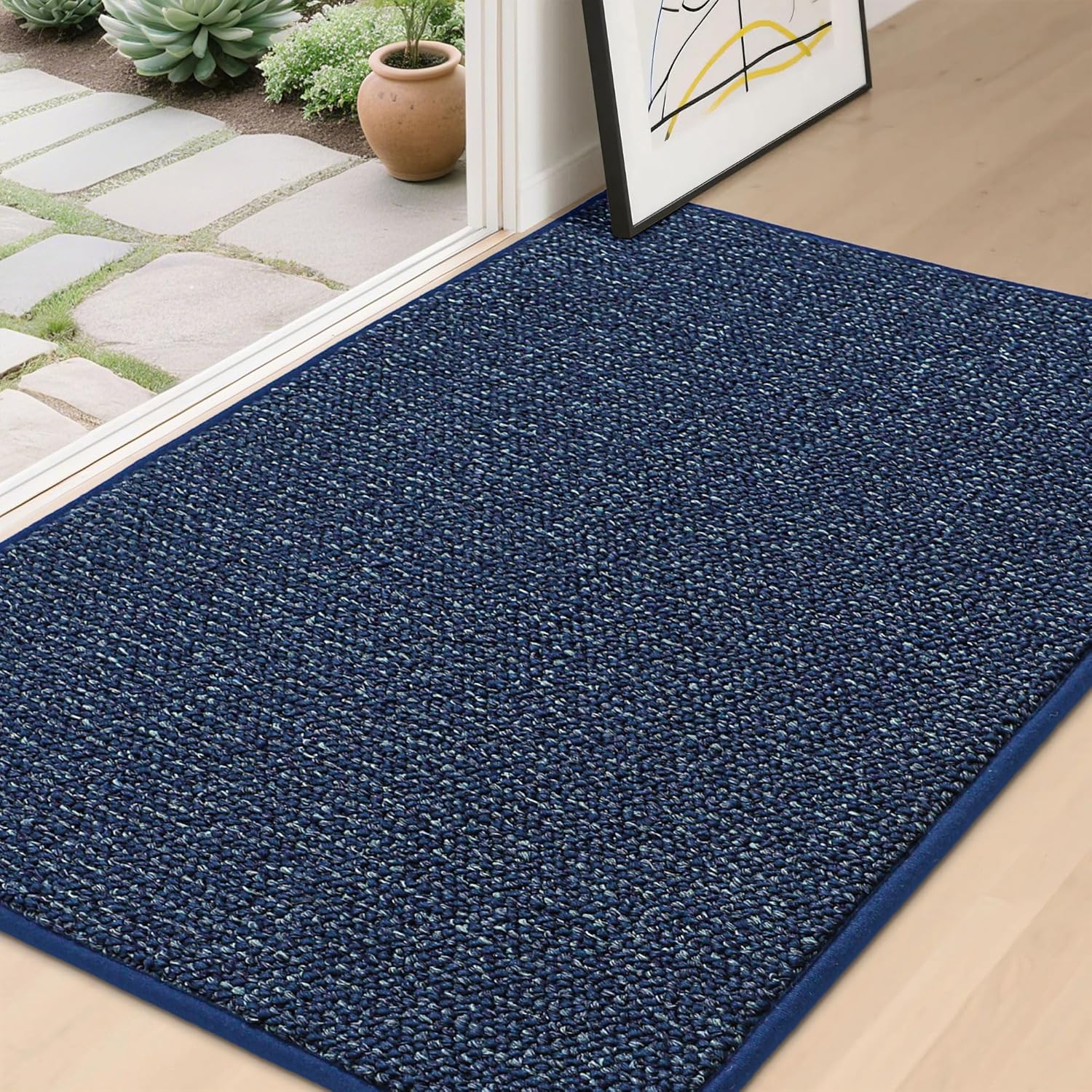 BEQHAUSE Dirt Trapper Door Mat 20" x 32", Non-Slip Washable Doormats Entrance Mat, Dirt Resistant and Absorbent Welcome Mat, Low Profile Floor Mats for Front Back Door and Entryway, Charcoal