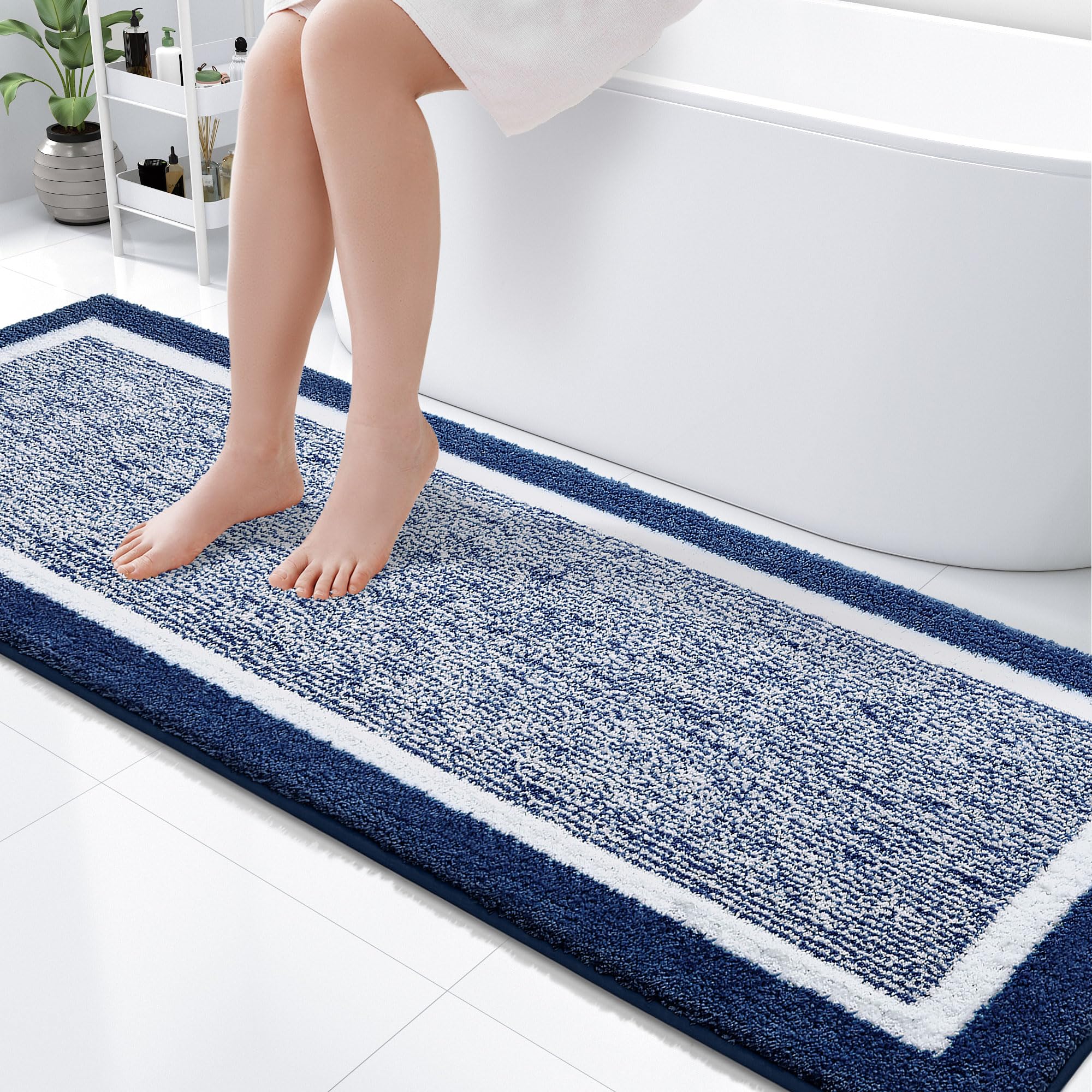 OLANLY Small Bathroom Rugs 24x16, Extra Soft and Absorbent Microfiber Bath Rugs, Non-Slip, Machine Washable, Quick Dry Shaggy Bath Carpet, Bath Mats for Bathroom Floor, Tub, Shower, Grey