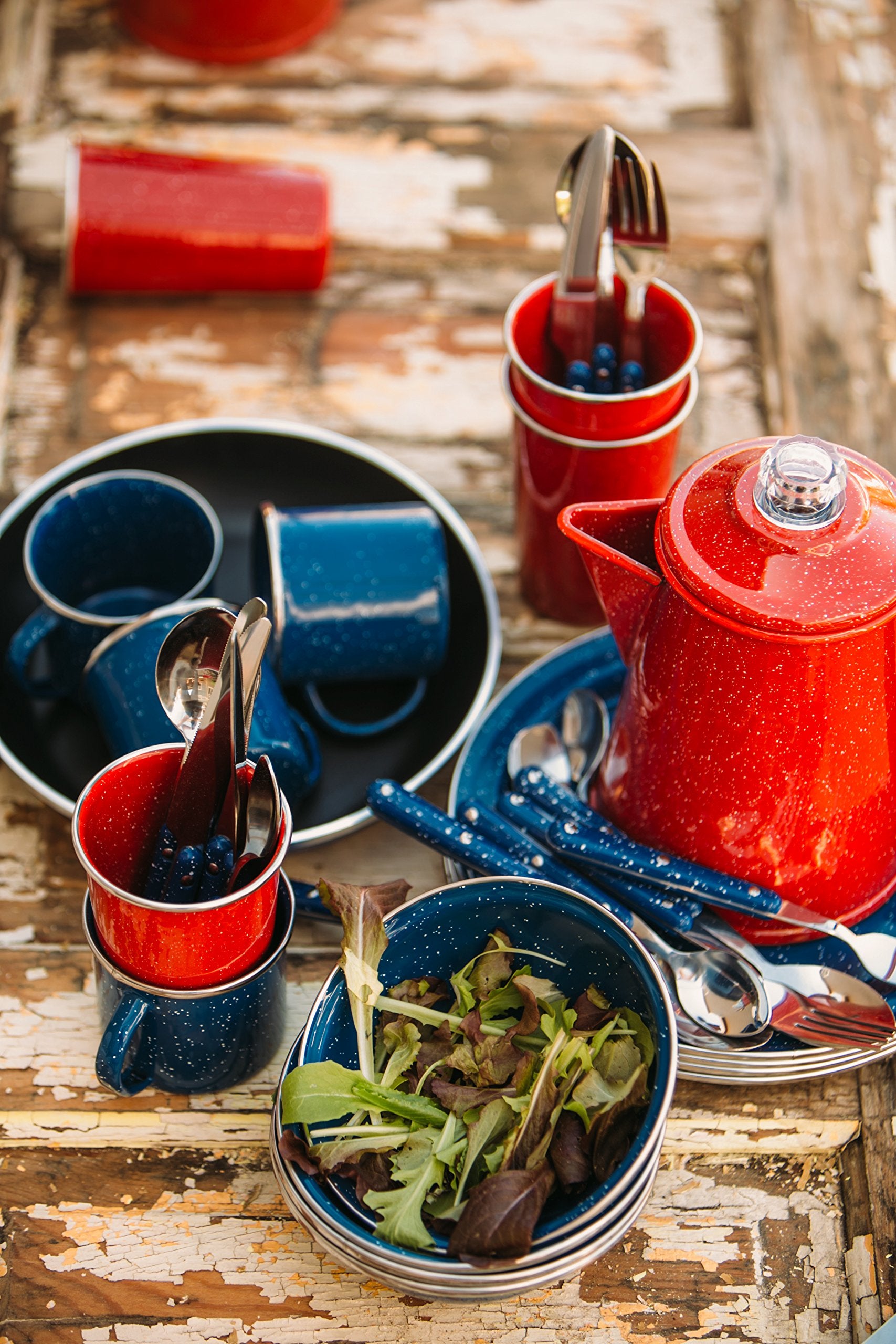 GSI Outdoors Percolator Coffee Pot | Enamelware Campfire Coffee Boiler Kettle for Outdoor Camping Cookware, Cabin, RV, Kitchen, Hunting & Backpacking