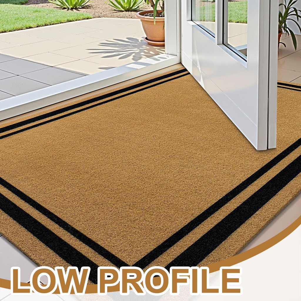 OLANLY Front Door Mat, Low Profile Doormat, Stain and Fade Resistant, Easy to Clean, for Indoor and Outdoor Entrances, Patio Porch or Entryway, Brown (30x17 Inch, Home Sweet Home)