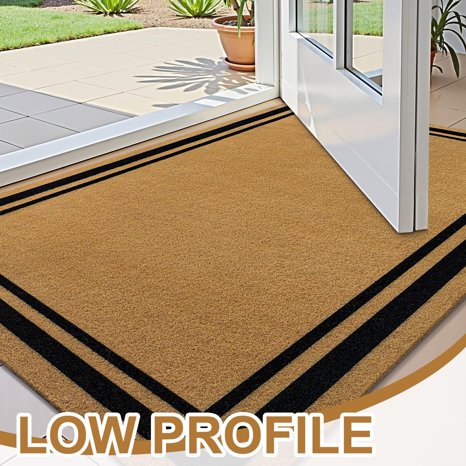 OLANLY Front Door Mat, Low Profile Doormat, Stain and Fade Resistant, Easy to Clean, for Indoor and Outdoor Entrances, Patio Porch or Entryway, Brown (30x17 Inch, Home Sweet Home)