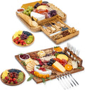 Flat Acacia Wood Cheeseboard & 1 Side Bamboo Charcuterie Boards Gift Set