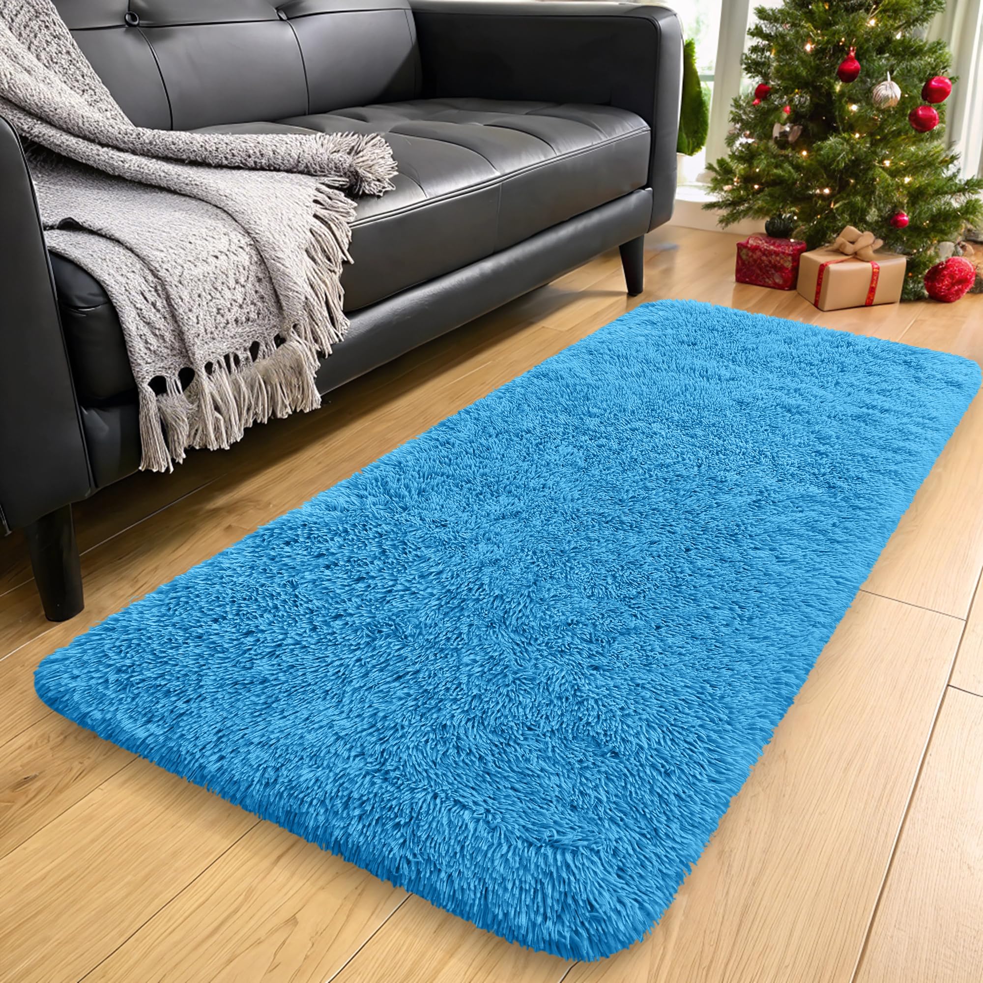 OLANLY Area Rugs for Living Room Bedroom, Machine Washable 4x5.9 ft Soft Fluffy Shaggy Bedside Rug, Indoor Floor Carpet for Kids Girls and Boys, Dorms, Nursery Rooms, Home Decor Aesthetic, Grey