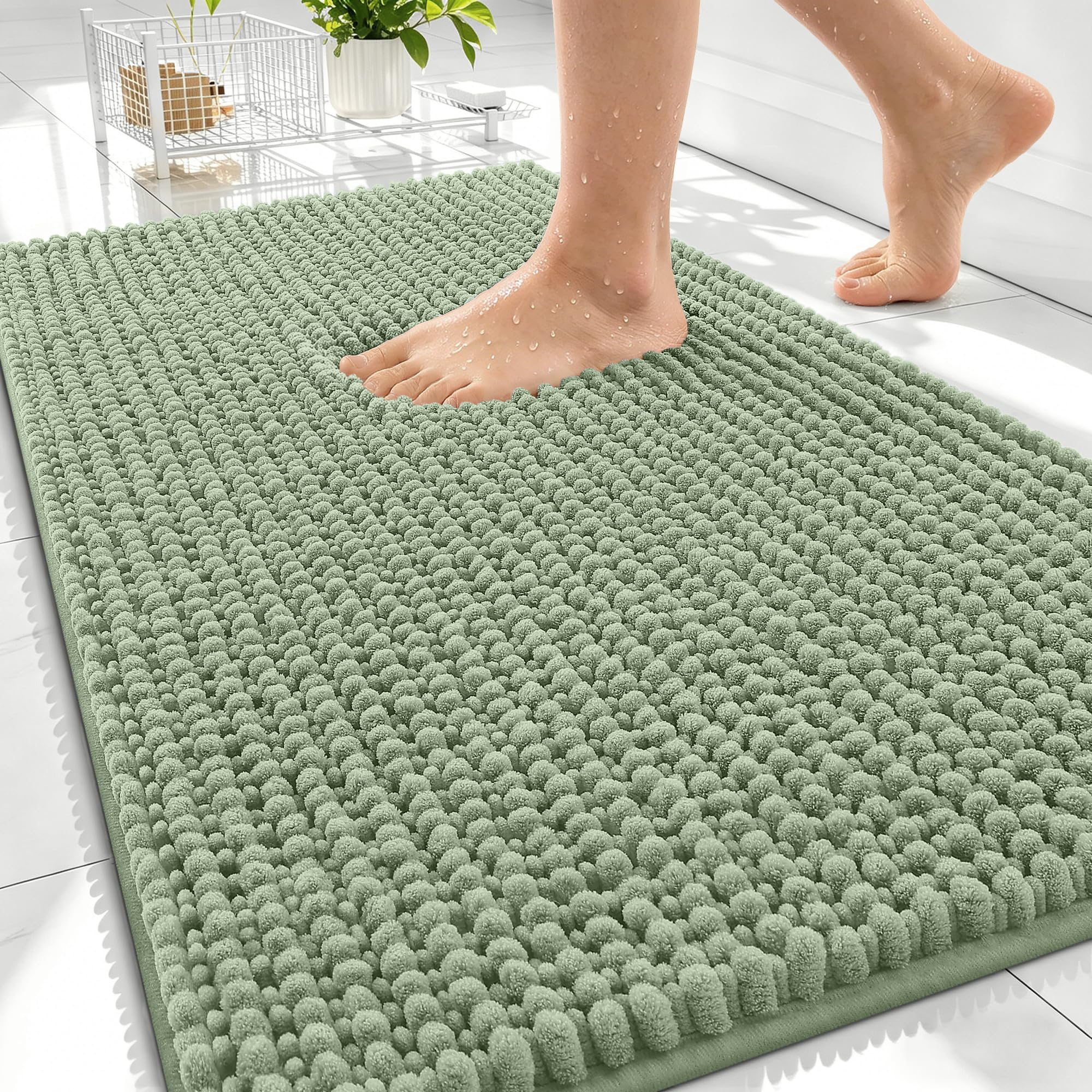 OLANLY Thick Bathroom Rugs 30x20, Extra Soft Absorbent Chenille Bath Rugs, Rubber Backing, Machine Wash Dry, Bath Mats for Bathroom Floor, Tub and Shower, Home Decor Accessories, Grey