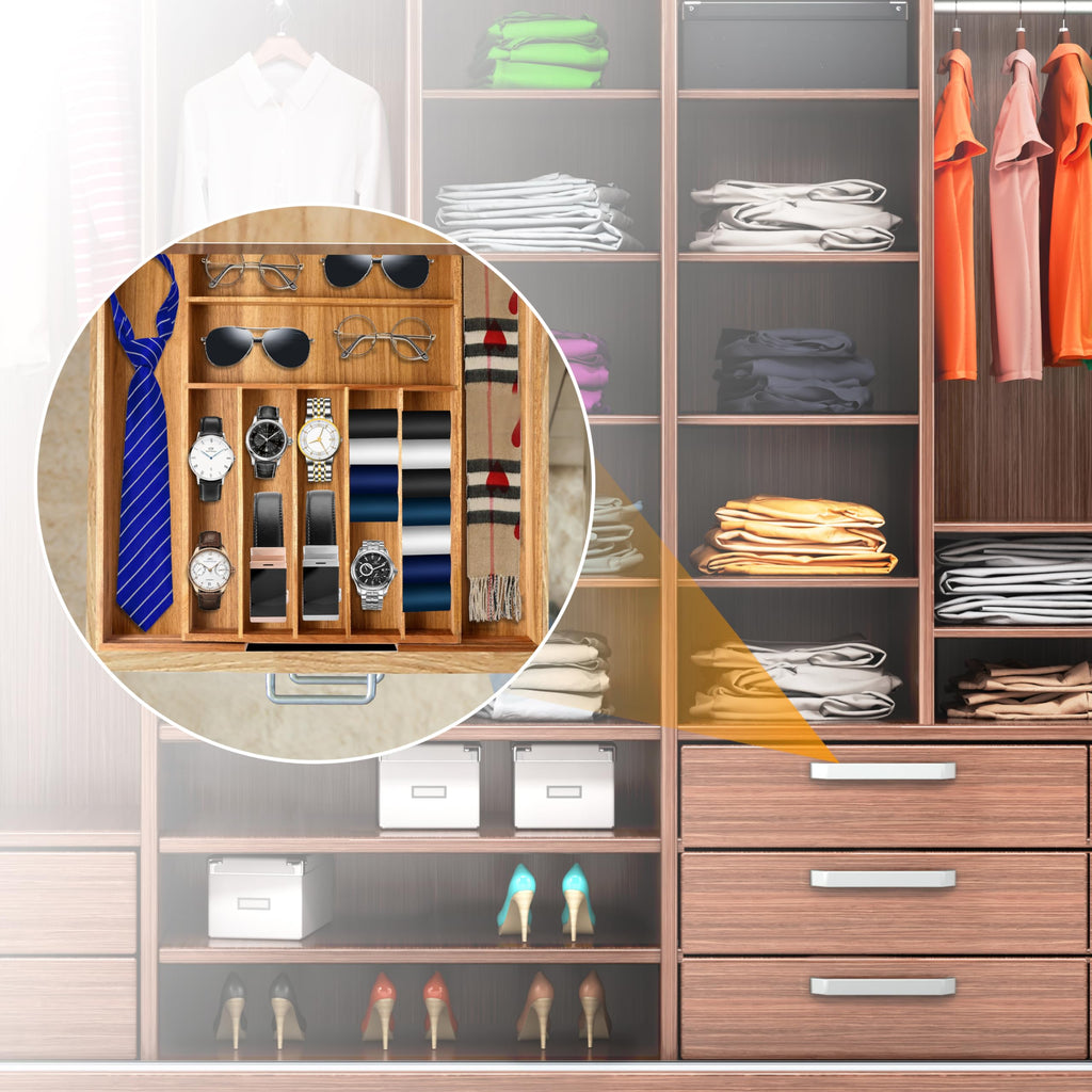 Bellsal Silverware Organizer Kitchen Drawer Organizer Expandable Bamboo Utensil Holder Cutlery Tray for Kitchen Utensil and Flatware Bedroom Office