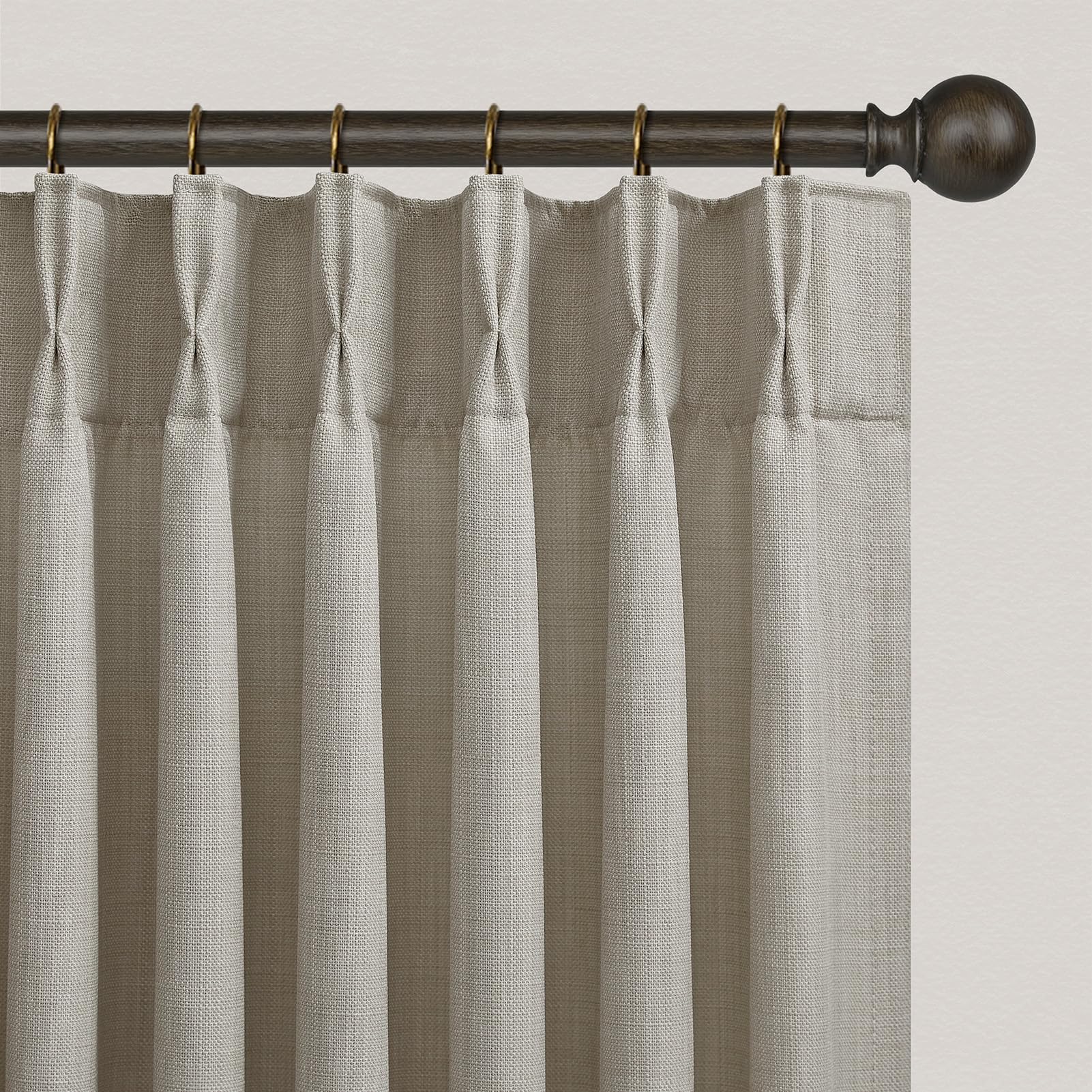 Pinch Pleated Linen Curtains 96 Inches Extra Long Olive Green Drapes, Thick Linen Light Filtering Memory Trained Pleat Curtain for Living Room and Bedroom Privacy 2 Panels Texture with Back Tab