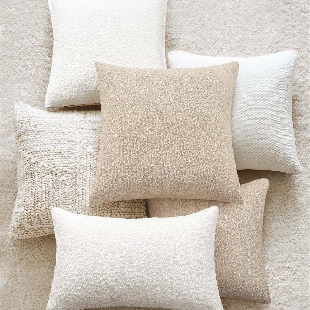 Topfinel Boucle Decorative Pillow Covers 18x18 Inches Set of 4 Neutral Cream Ivory White Pillowcase with Linen Cotton Back Chair Sofa Modern & Minimal Living Room Spring Home Decor