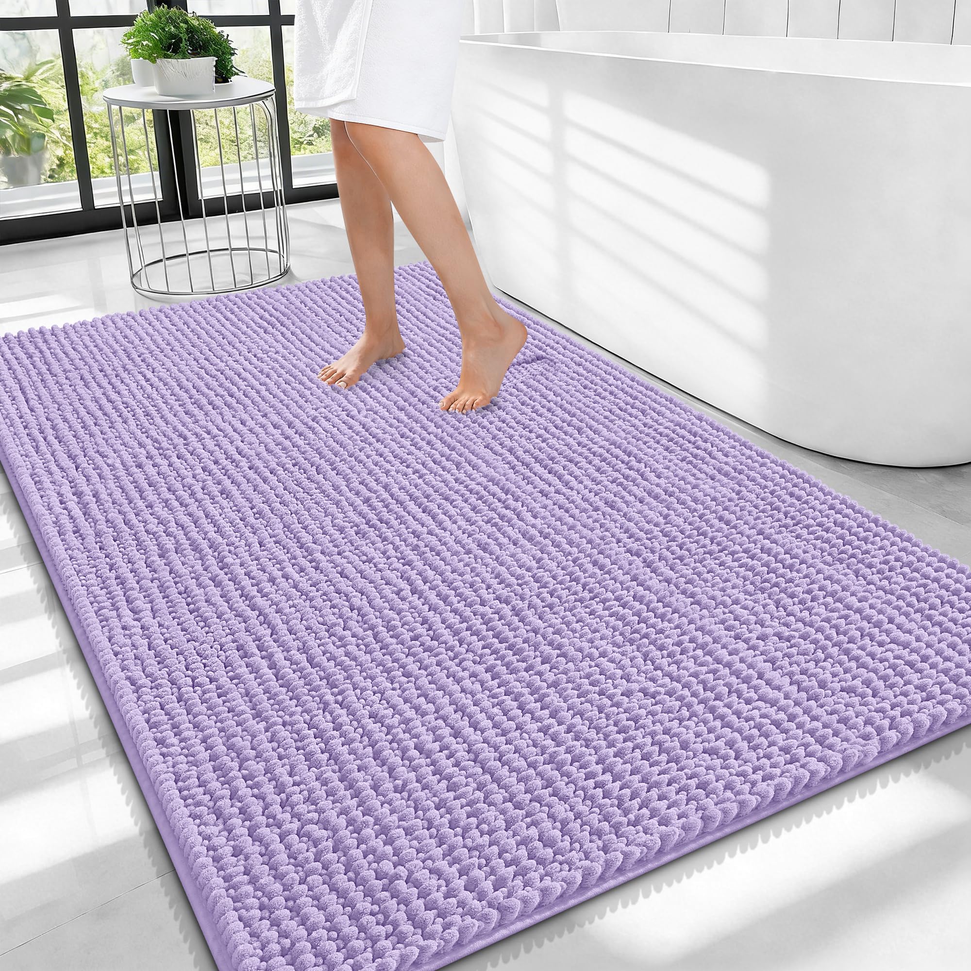 OLANLY Thick Bathroom Rugs 30x20, Extra Soft Absorbent Chenille Bath Rugs, Rubber Backing, Machine Wash Dry, Bath Mats for Bathroom Floor, Tub and Shower, Home Decor Accessories, Grey
