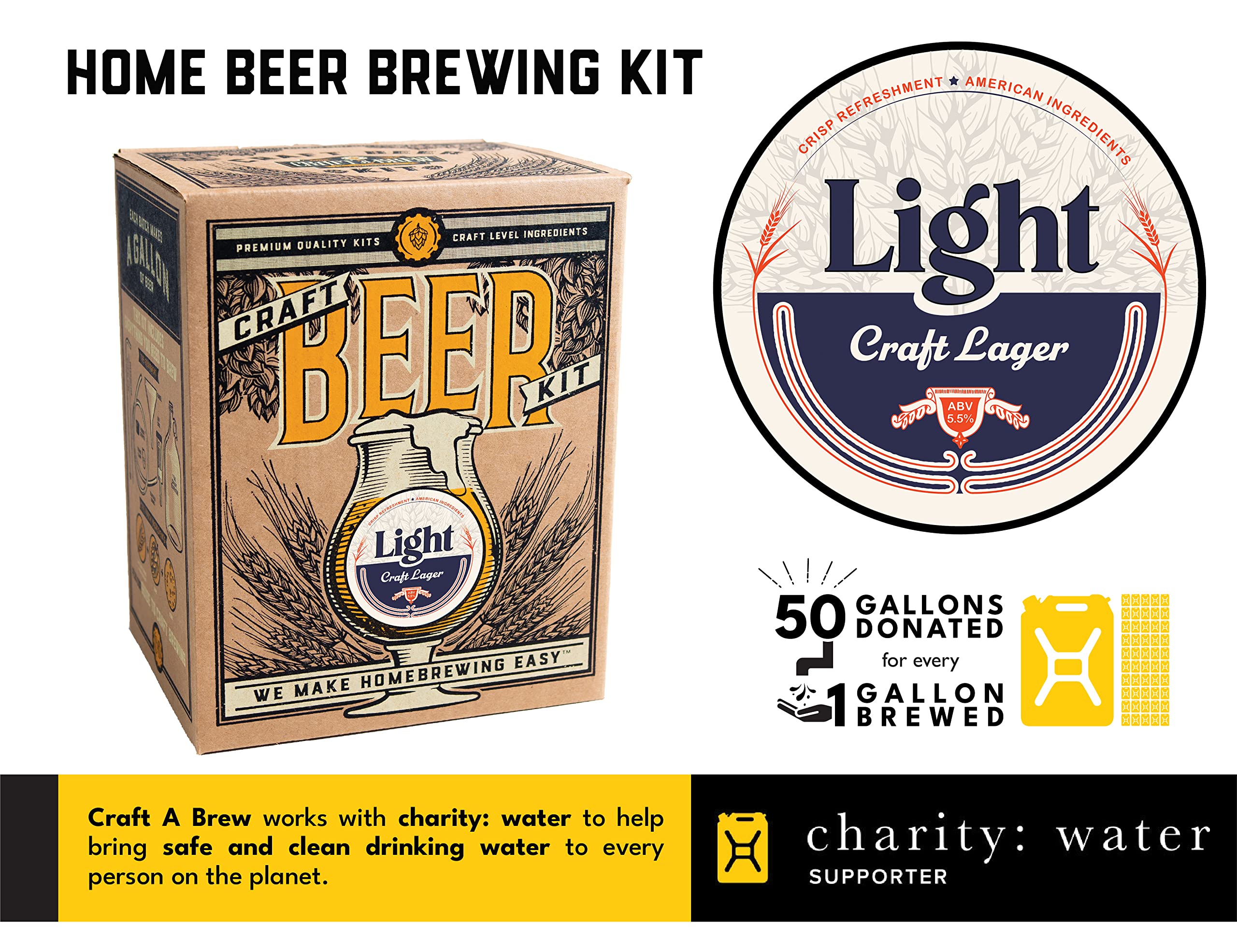 Craft A Brew - American Pale Ale - Beer Making Kit - Make Your Own Craft Beer - Complete Equipment and Supplies - Starter Home Brewing Kit - 1 Gallon