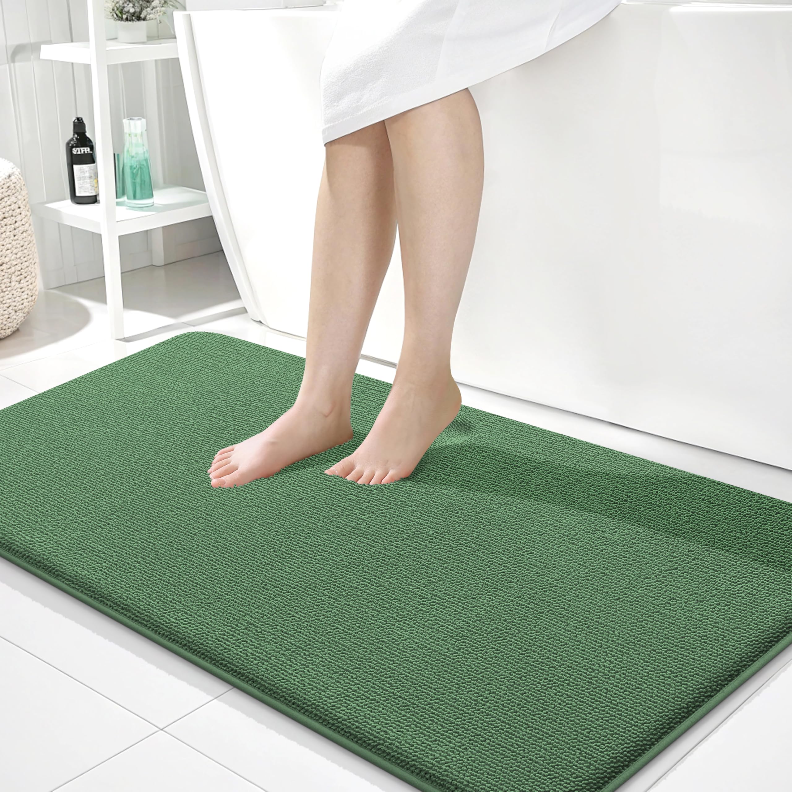 OLANLY Thick Memory Foam Bath Mat Rug 30x20, Extra Soft Absorbent Bathroom Rugs, Quick Dry Bath Mats, Non-Slip, Machine Washable Carpet for Bathroom, Tub and Shower, Home Decor Accessories, Grey