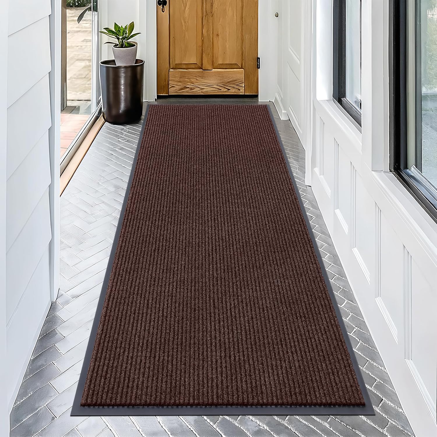 OLANLY Front Door Mat Indoor Outdoor Entrance, Waterproof Heavy Duty Doormat, Fade Resistant, Low Profile, Easy Clean Patio Porch Welcome Floor Mats for Entry, 29.5x17, Beige
