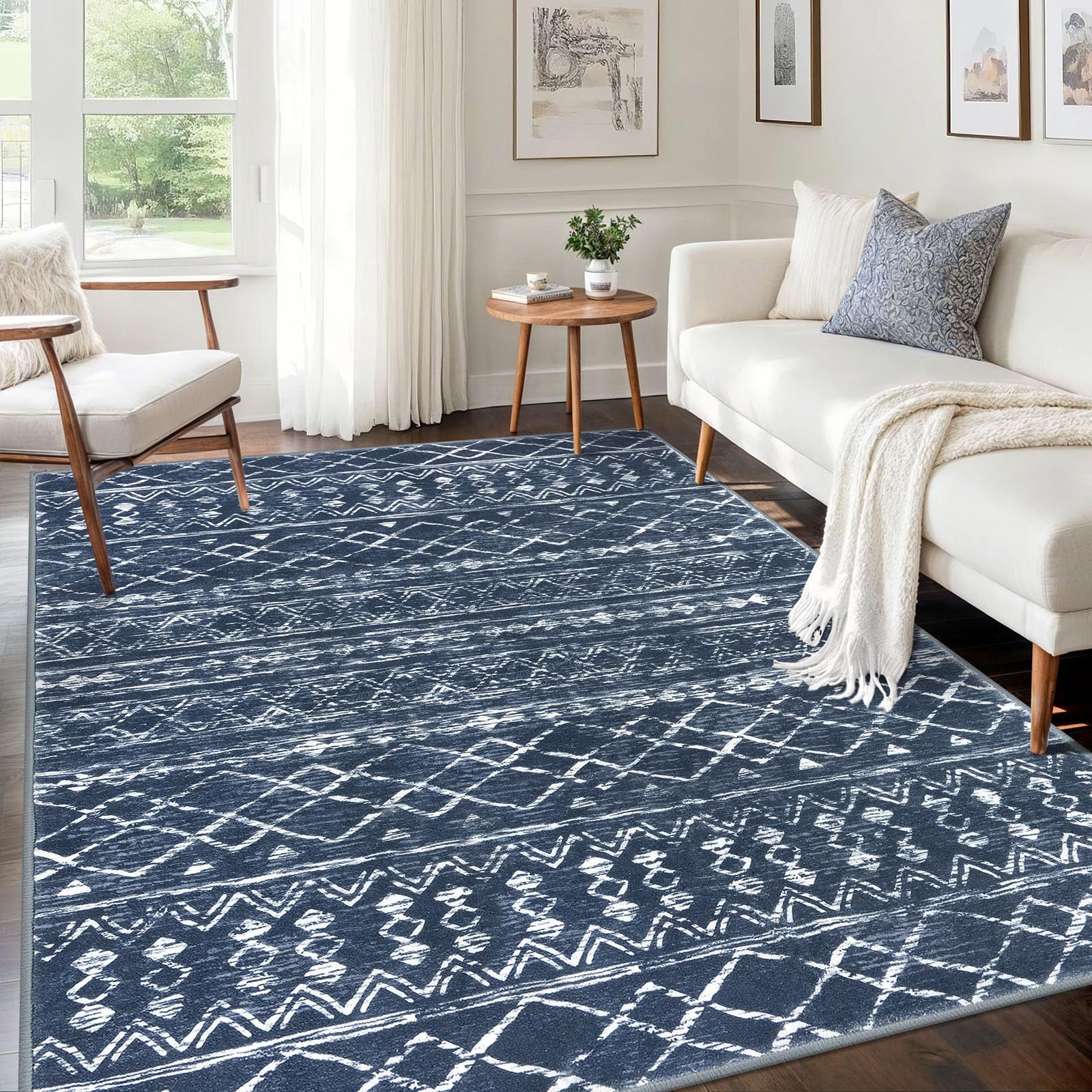 KUTA Washable Non-Slip Rugs for Entryway 2x3, Grey Moroccan Boho Small Area Rug, Ultra Soft Vintage Geometric Low-Pile Indoor Door Mat Floor Carpet for Indoor, Entrance, Kitchen, Bathroom, Bedroom