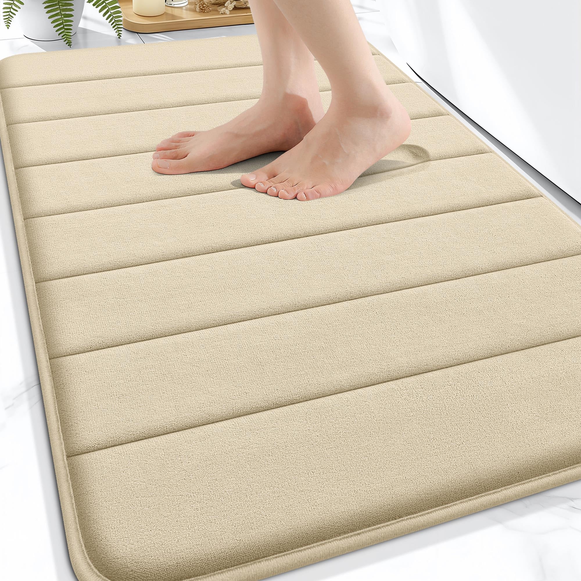 OLANLY Memory Foam Bath Mat 30x20, Super Soft Absorbent Bathroom Rugs, Quick Dry, Machine Washable Shower Floor Rugs, Bathmat Carpet, Bathroom Home Decor Accessories, Grey