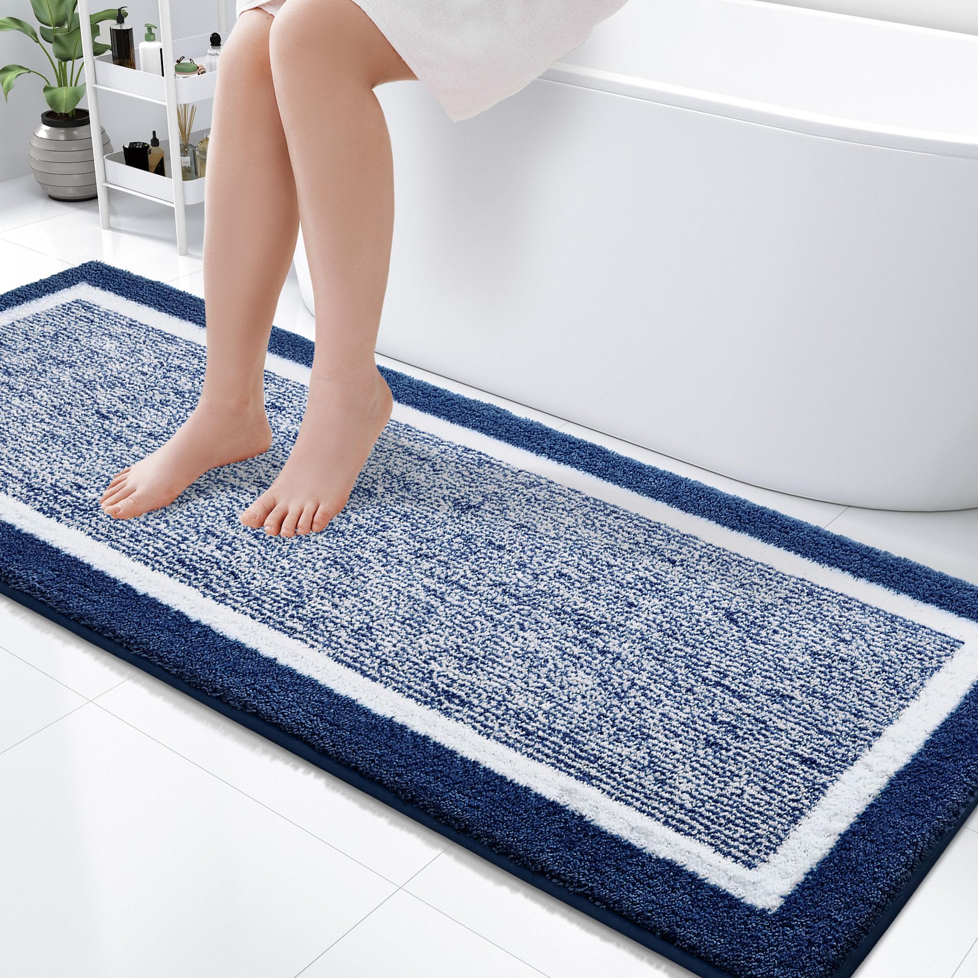 OLANLY Small Bathroom Rugs 24x16, Extra Soft and Absorbent Microfiber Bath Rugs, Non-Slip, Machine Washable, Quick Dry Shaggy Bath Carpet, Bath Mats for Bathroom Floor, Tub, Shower, Grey