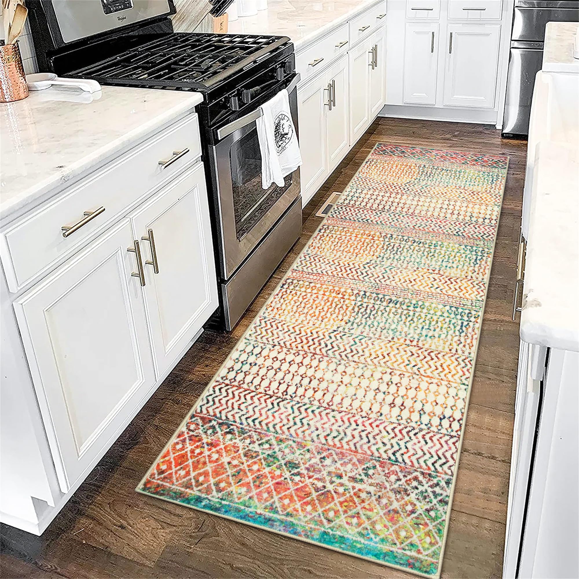 Moroccan Washable Rugs, 2x3 Light Grey Rug Non-Slip Small Distressed Entryway Rugs, Soft Low-Pile Bedroom Rug Indoor Doormat Carpet for Entryway Kitchen Bathroom