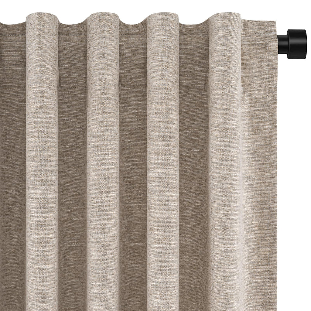 Topfinel Cream Linen Blackout Curtains 84 Inch Long for Bedroom Living Room, Ivory Pinch Pleat Back Tab Full Blackout Drapes Farmhouse Boho Curtains for Window, White Neutral Curtains 52" X 84" 7 FT