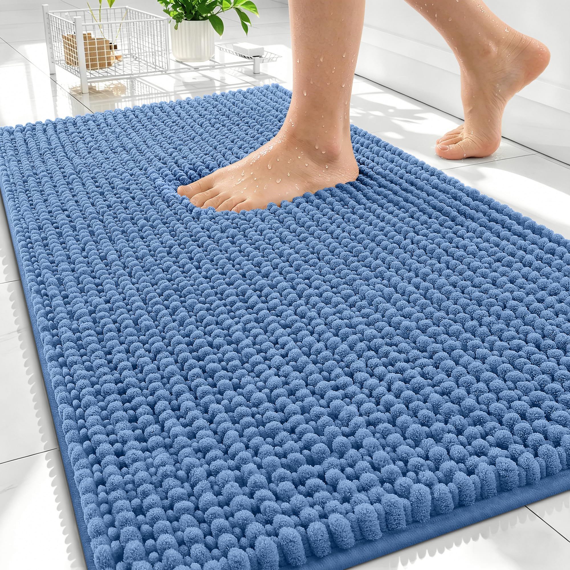 OLANLY Thick Bathroom Rugs 30x20, Extra Soft Absorbent Chenille Bath Rugs, Rubber Backing, Machine Wash Dry, Bath Mats for Bathroom Floor, Tub and Shower, Home Decor Accessories, Grey