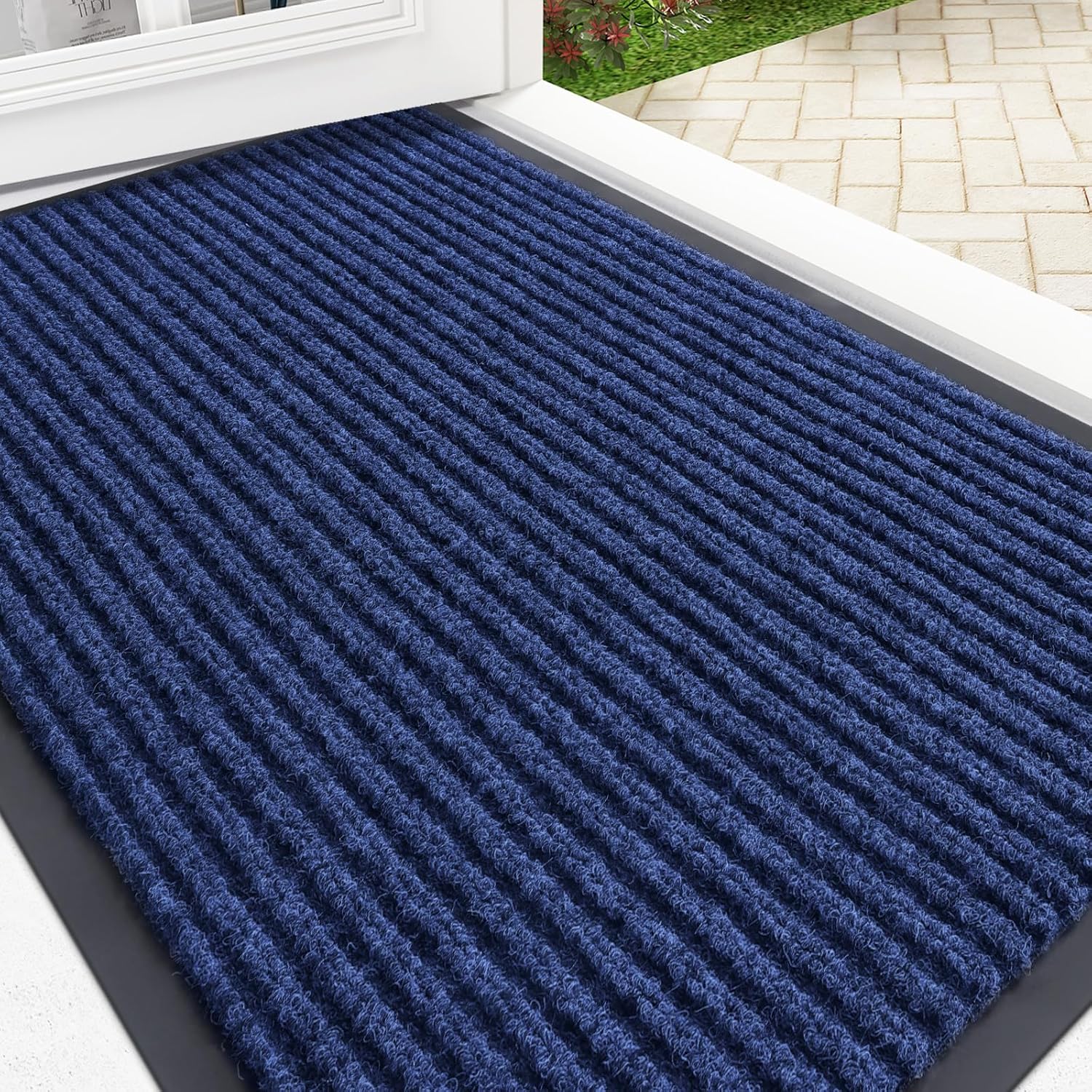 OLANLY Front Door Mat Indoor Outdoor Entrance, Waterproof Heavy Duty Doormat, Fade Resistant, Low Profile, Easy Clean Patio Porch Welcome Floor Mats for Entry, 29.5x17, Beige