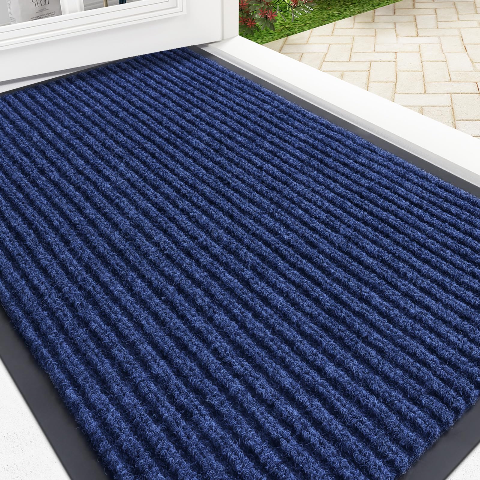 OLANLY Front Door Mat Indoor Outdoor Entrance, Waterproof Heavy Duty Doormat, Fade Resistant, Low Profile, Easy Clean Patio Porch Welcome Floor Mats for Entry, 29.5x17, Grey