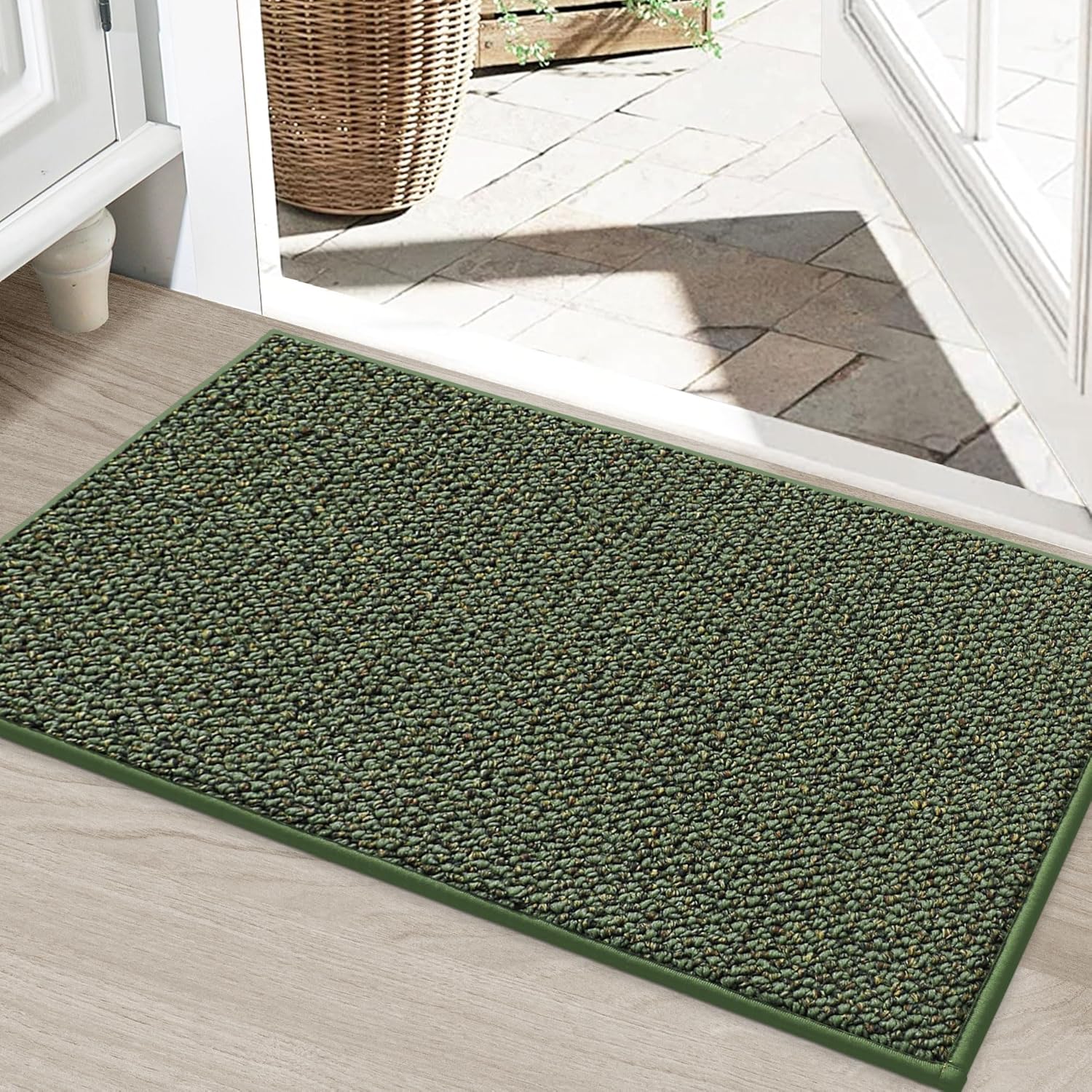 BEQHAUSE Dirt Trapper Door Mat 20" x 32", Non-Slip Washable Doormats Entrance Mat, Dirt Resistant and Absorbent Welcome Mat, Low Profile Floor Mats for Front Back Door and Entryway, Charcoal