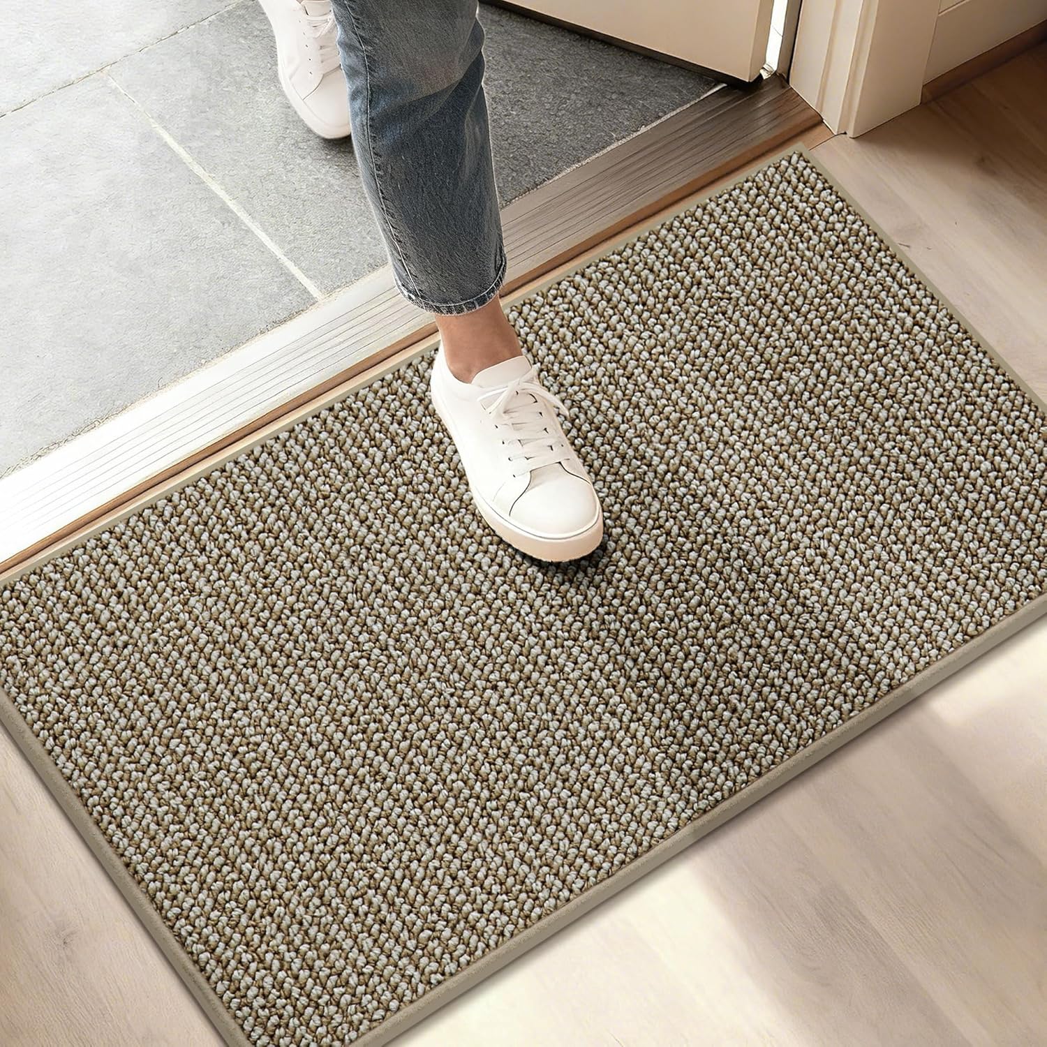 BEQHAUSE Dirt Trapper Door Mat 20" x 32", Non-Slip Washable Doormats Entrance Mat, Dirt Resistant and Absorbent Welcome Mat, Low Profile Floor Mats for Front Back Door and Entryway, Charcoal