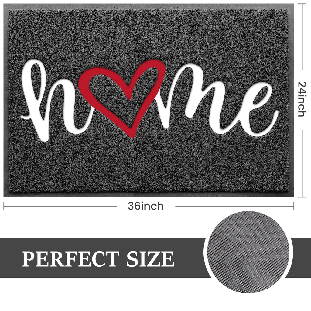 Door Mat (30"x17.5",Black), Welcome Mat Low Profile Front Doormat Floor Mat Non Slip Rugs for Entryway, Patio, High Traffic Areas