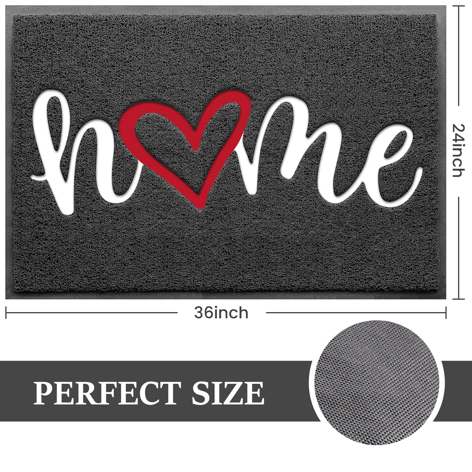 Door Mat (30"x17.5",Black), Welcome Mat Low Profile Front Doormat Floor Mat Non Slip Rugs for Entryway, Patio, High Traffic Areas
