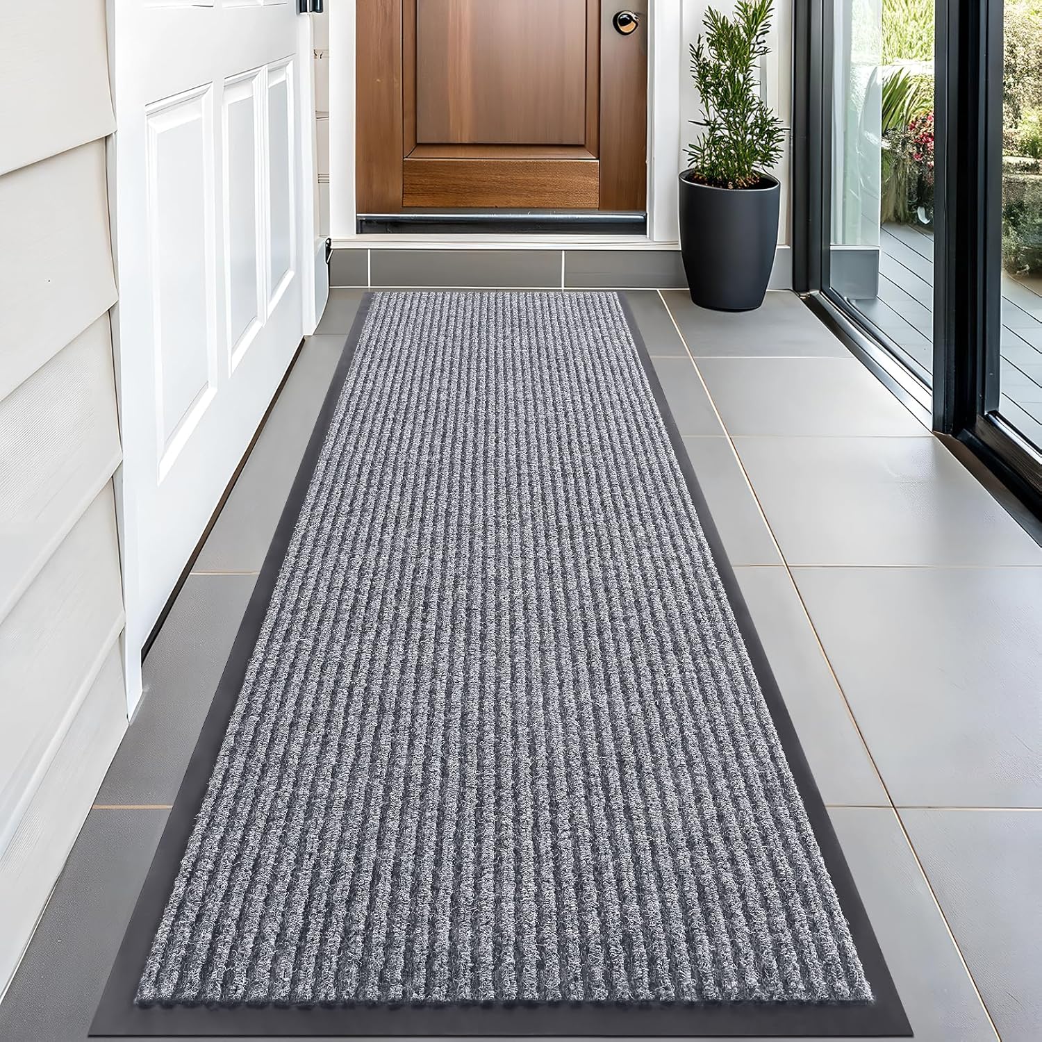 OLANLY Front Door Mat Indoor Outdoor Entrance, Waterproof Heavy Duty Doormat, Fade Resistant, Low Profile, Easy Clean Patio Porch Welcome Floor Mats for Entry, 29.5x17, Beige