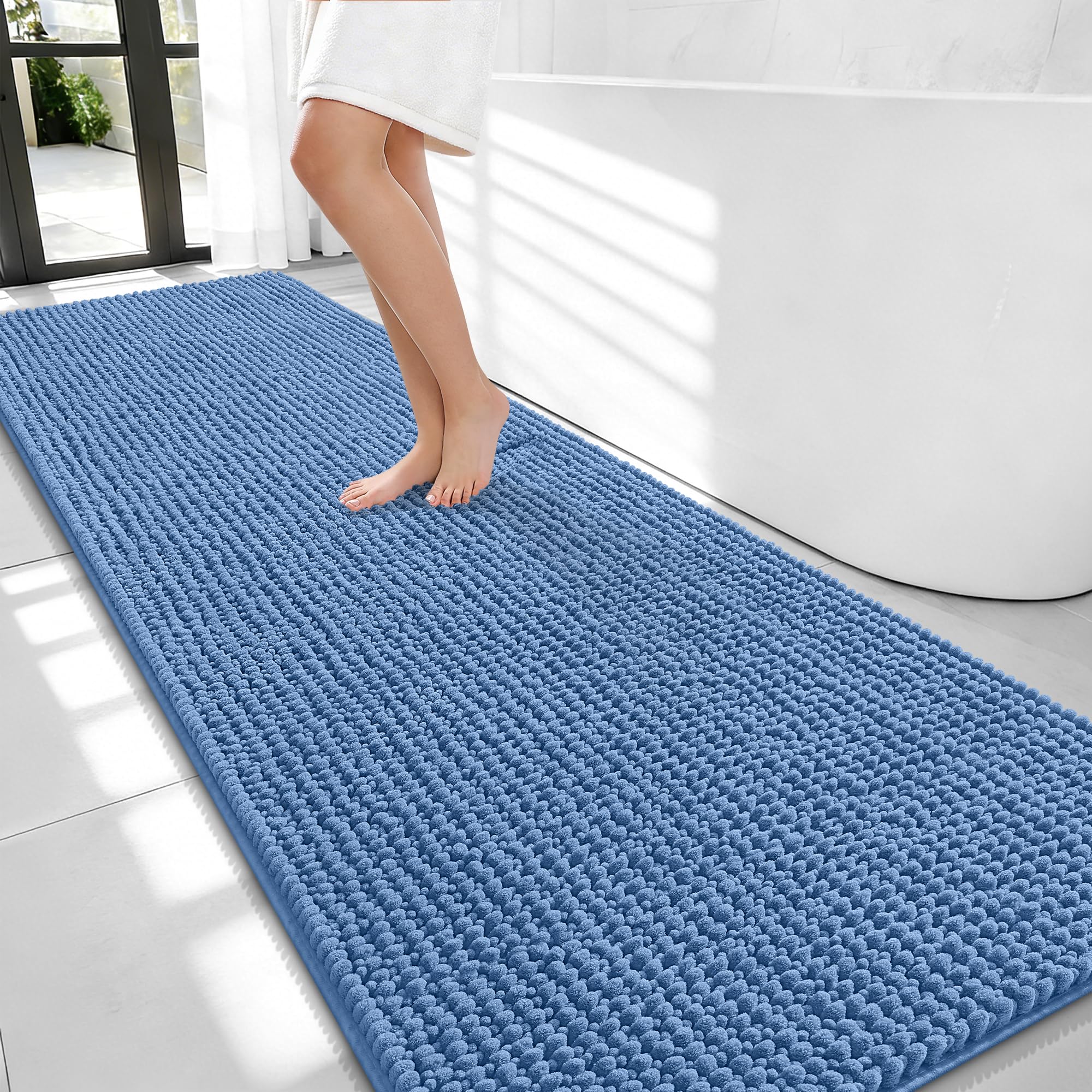 OLANLY Thick Bathroom Rugs 30x20, Extra Soft Absorbent Chenille Bath Rugs, Rubber Backing, Machine Wash Dry, Bath Mats for Bathroom Floor, Tub and Shower, Home Decor Accessories, Grey