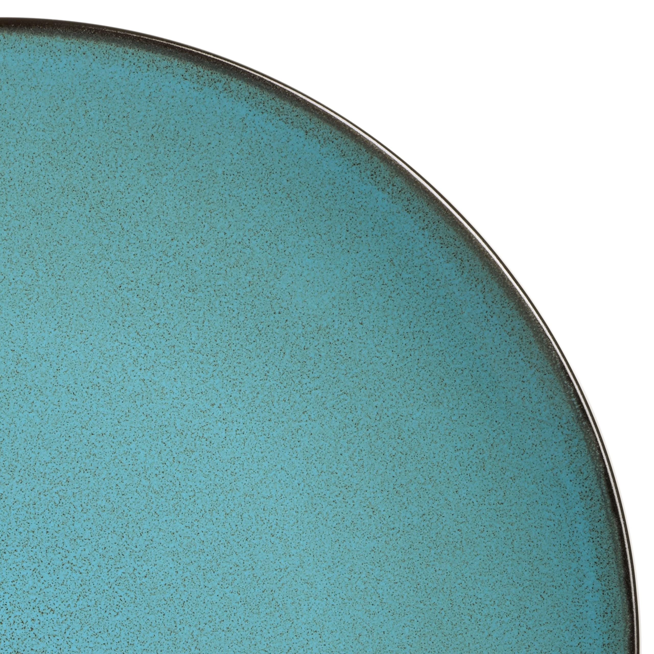 Gibson Elite Soho Lounge Round Reactive Glaze Stoneware Dinnerware Set, Service for 4 (16pc), Blue, Soho Round.
