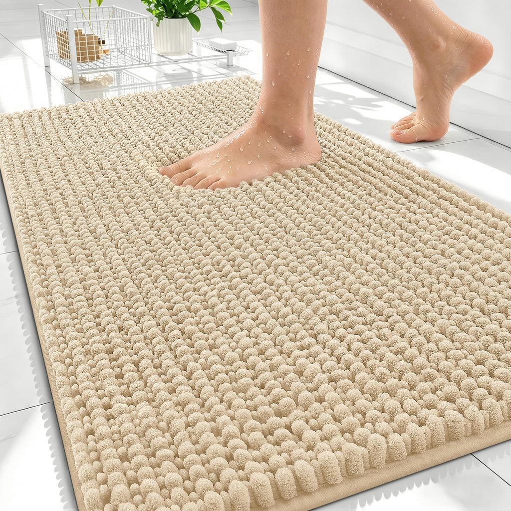 OLANLY Thick Bathroom Rugs 30x20, Extra Soft Absorbent Chenille Bath Rugs, Rubber Backing, Machine Wash Dry, Bath Mats for Bathroom Floor, Tub and Shower, Home Decor Accessories, Grey