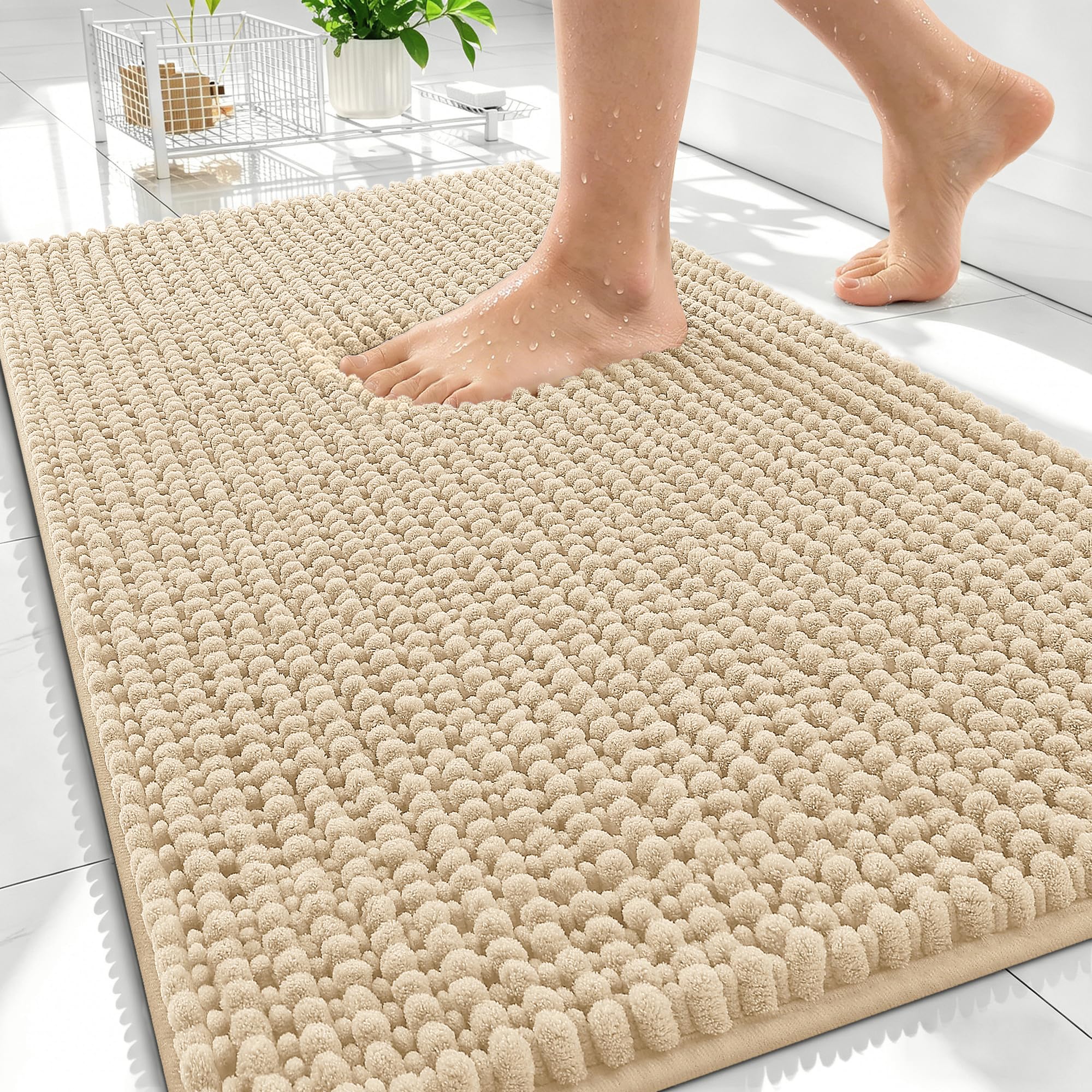 OLANLY Thick Bathroom Rugs 30x20, Extra Soft Absorbent Chenille Bath Rugs, Rubber Backing, Machine Wash Dry, Bath Mats for Bathroom Floor, Tub and Shower, Home Decor Accessories, Grey