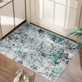 Ciicool Modern Abstract Area Rug 2x3 Washable Small Entryway Rug, Non-Slip Low Pile Throw Rug, Foldable Kitchen Bathroom Rugs, Blue Grey Floor Carpet for Entrance Living Room Bedroom Indoor Doormat