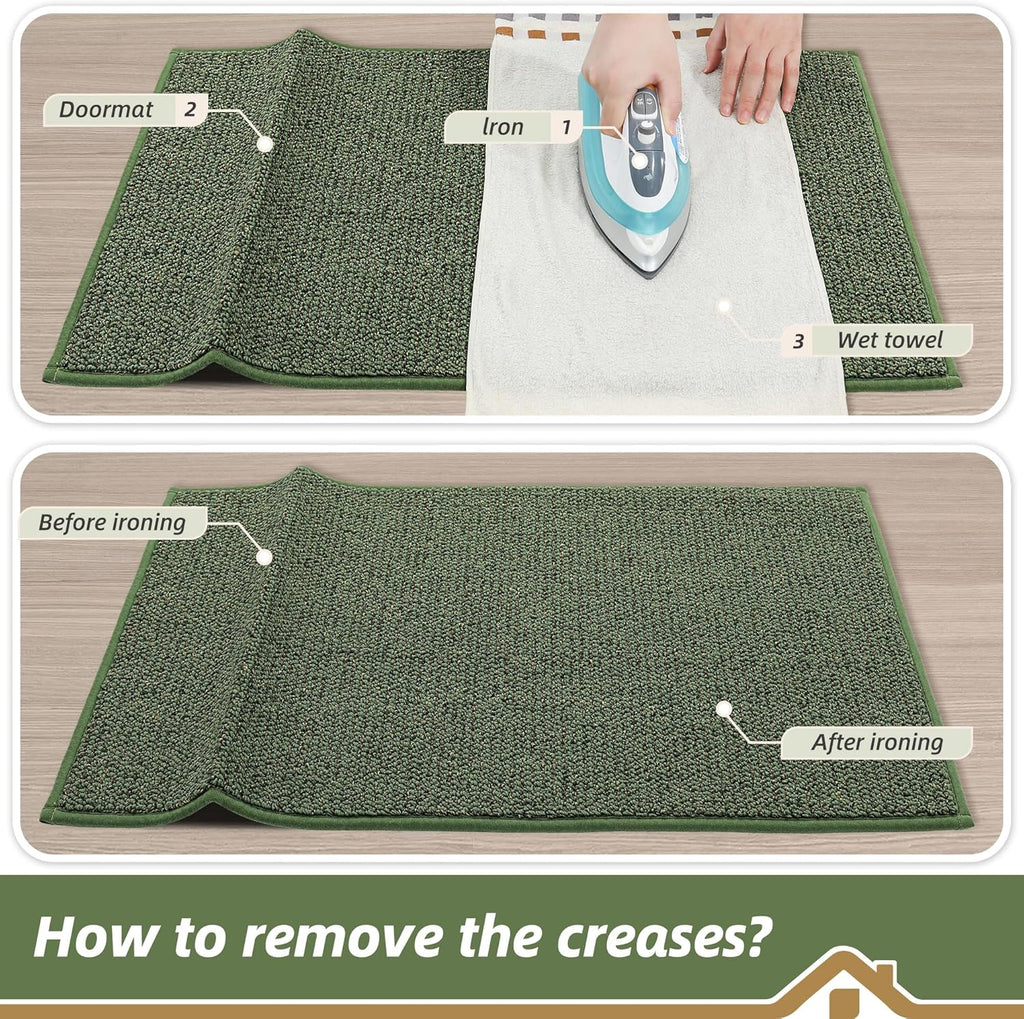 BEQHAUSE Dirt Trapper Door Mat 20" x 32", Non-Slip Washable Doormats Entrance Mat, Dirt Resistant and Absorbent Welcome Mat, Low Profile Floor Mats for Front Back Door and Entryway, Charcoal