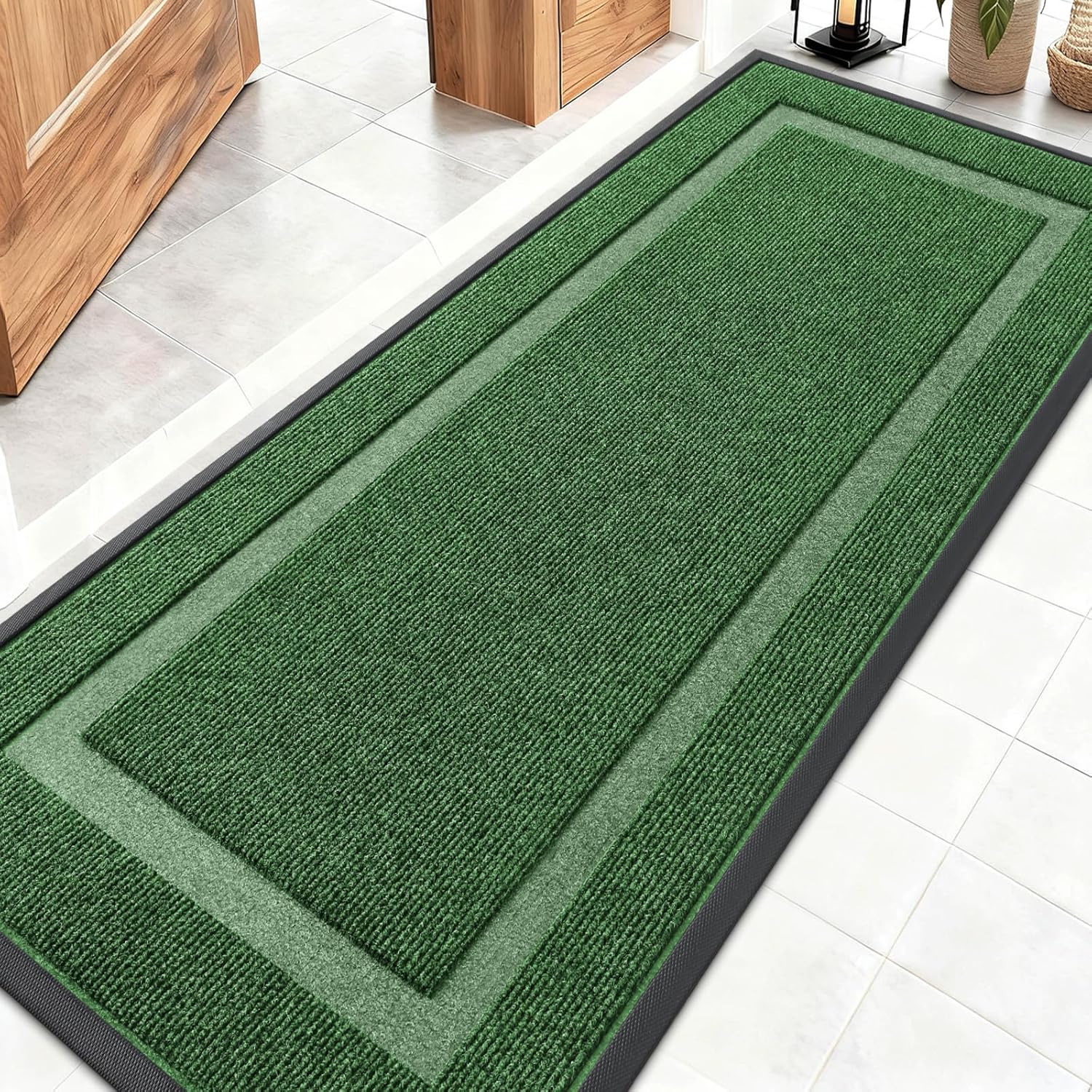 OLANLY Front Door Mat Indoor Outdoor Entrance, Waterproof All-Season, All-Weather Doormat, Sturdy Natural Rubber, Fade Resistant, Low Profile, Easy Clean Patio Porch Entryway Mat, 29.5x17, Beige
