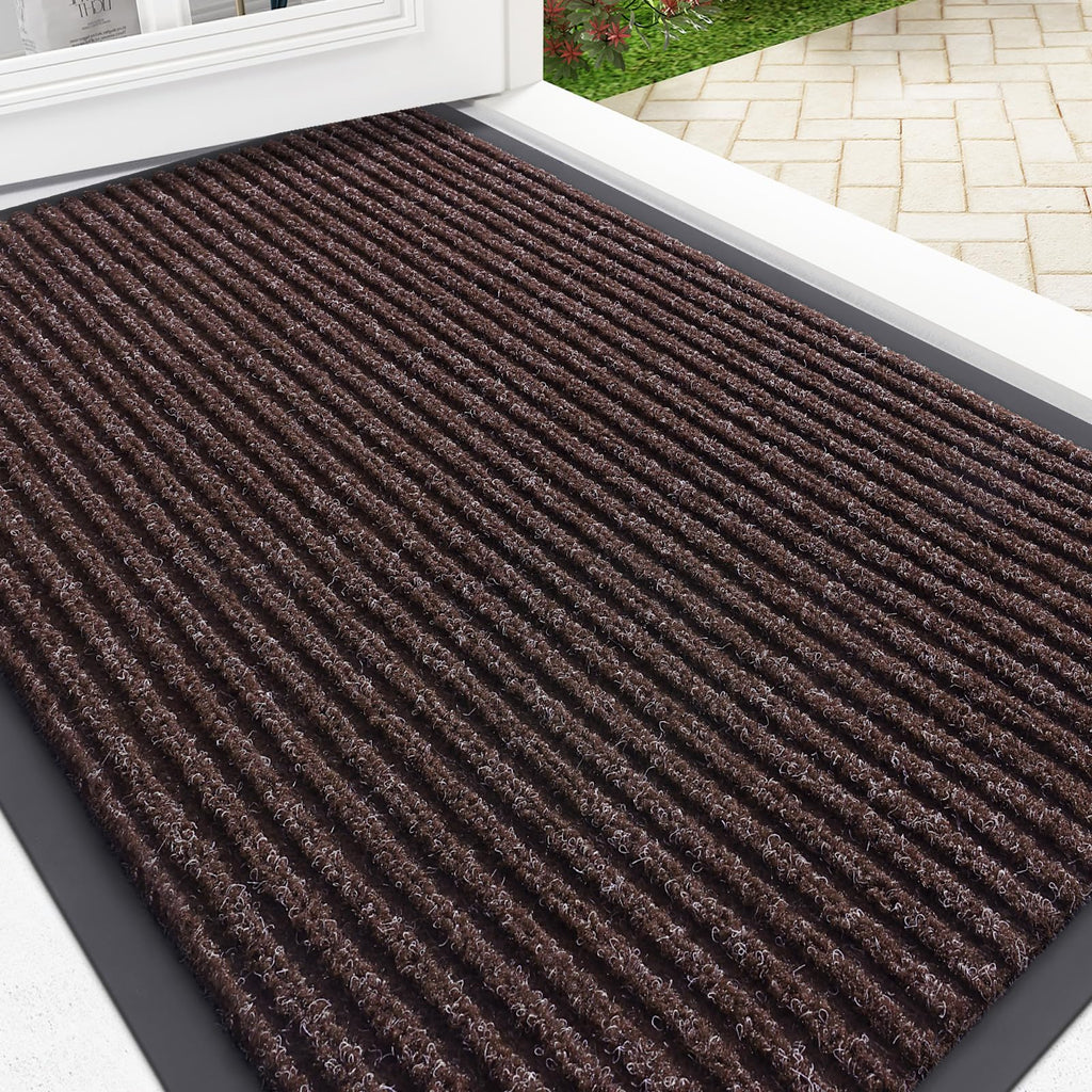 OLANLY Front Door Mat Indoor Outdoor Entrance, Waterproof Heavy Duty Doormat, Fade Resistant, Low Profile, Easy Clean Patio Porch Welcome Floor Mats for Entry, 29.5x17, Grey