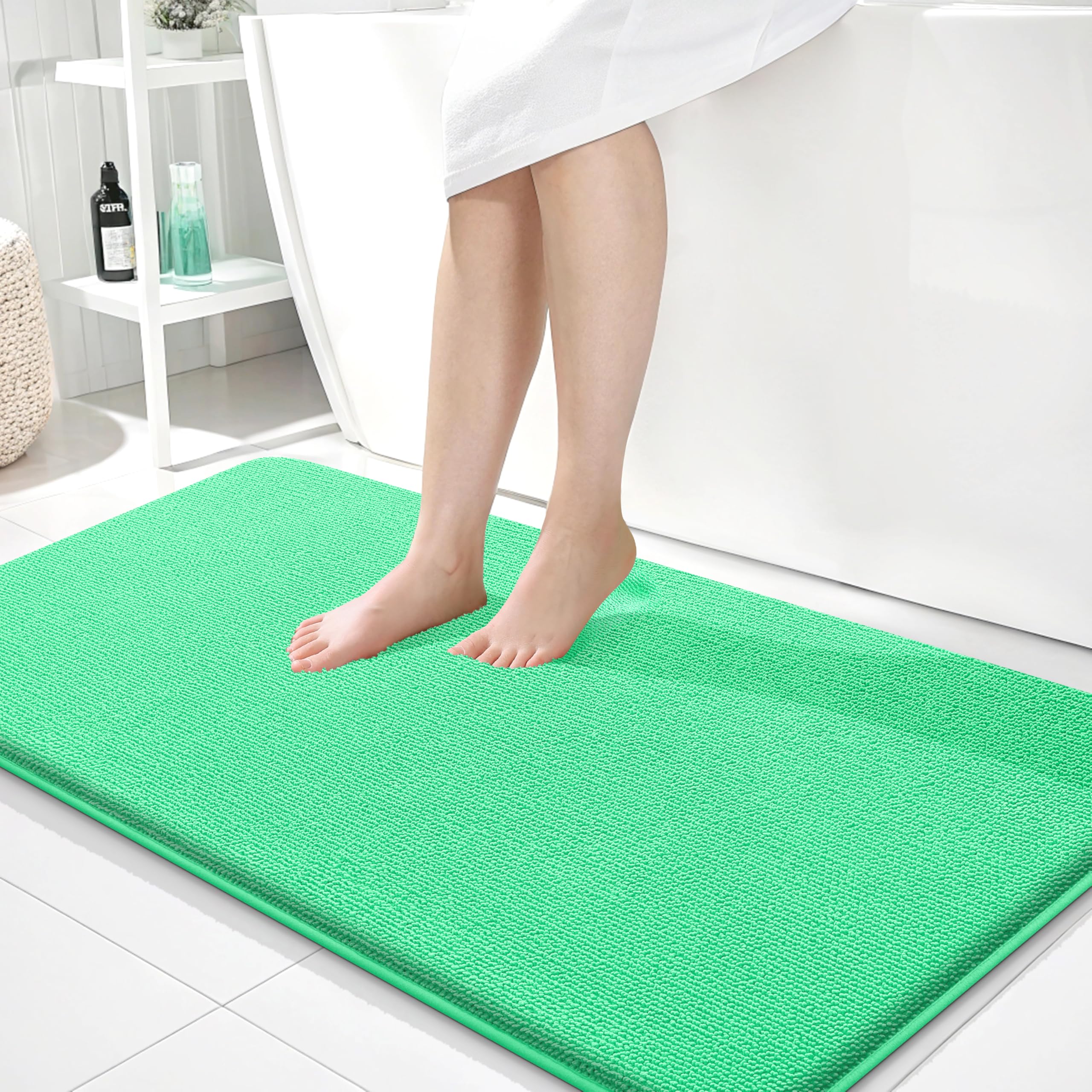 OLANLY Thick Memory Foam Bath Mat Rug 30x20, Extra Soft Absorbent Bathroom Rugs, Quick Dry Bath Mats, Non-Slip, Machine Washable Carpet for Bathroom, Tub and Shower, Home Decor Accessories, Grey
