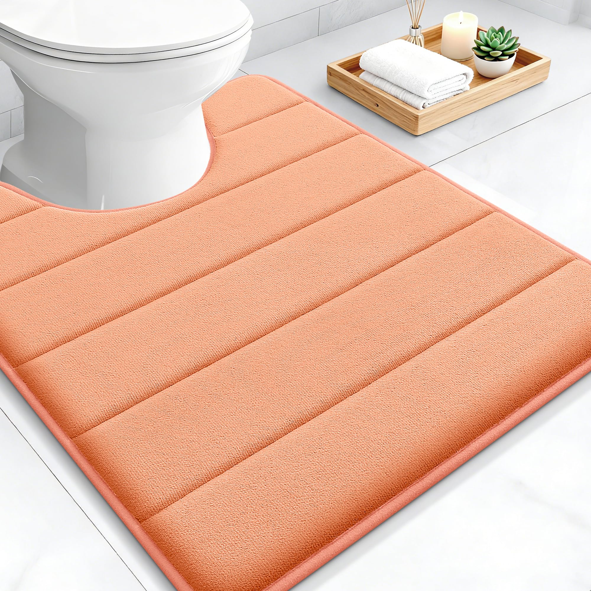 OLANLY Memory Foam Bath Mat 30x20, Super Soft Absorbent Bathroom Rugs, Quick Dry, Machine Washable Shower Floor Rugs, Bathmat Carpet, Bathroom Home Decor Accessories, Grey