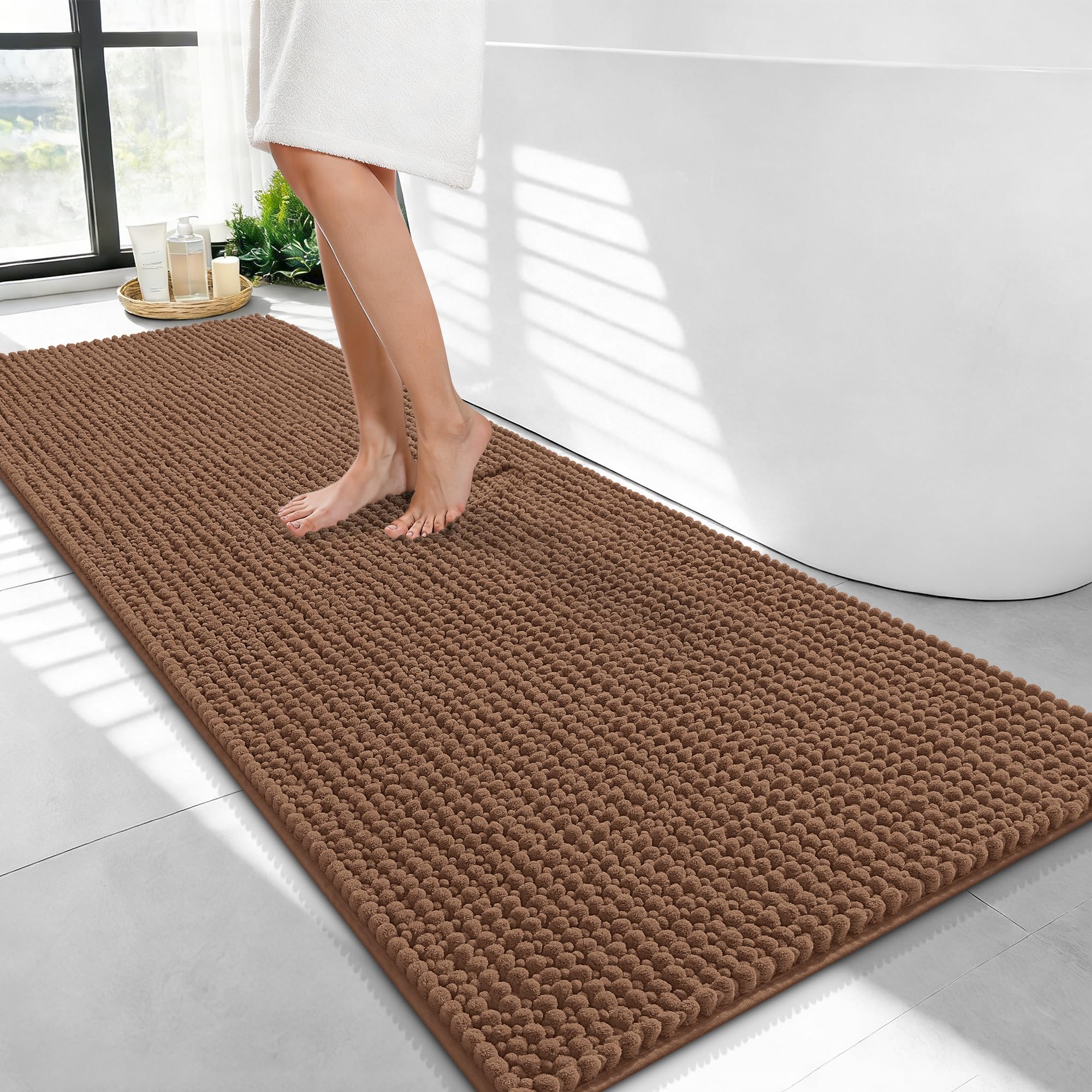 OLANLY Thick Bathroom Rugs 30x20, Extra Soft Absorbent Chenille Bath Rugs, Rubber Backing, Machine Wash Dry, Bath Mats for Bathroom Floor, Tub and Shower, Home Decor Accessories, Grey