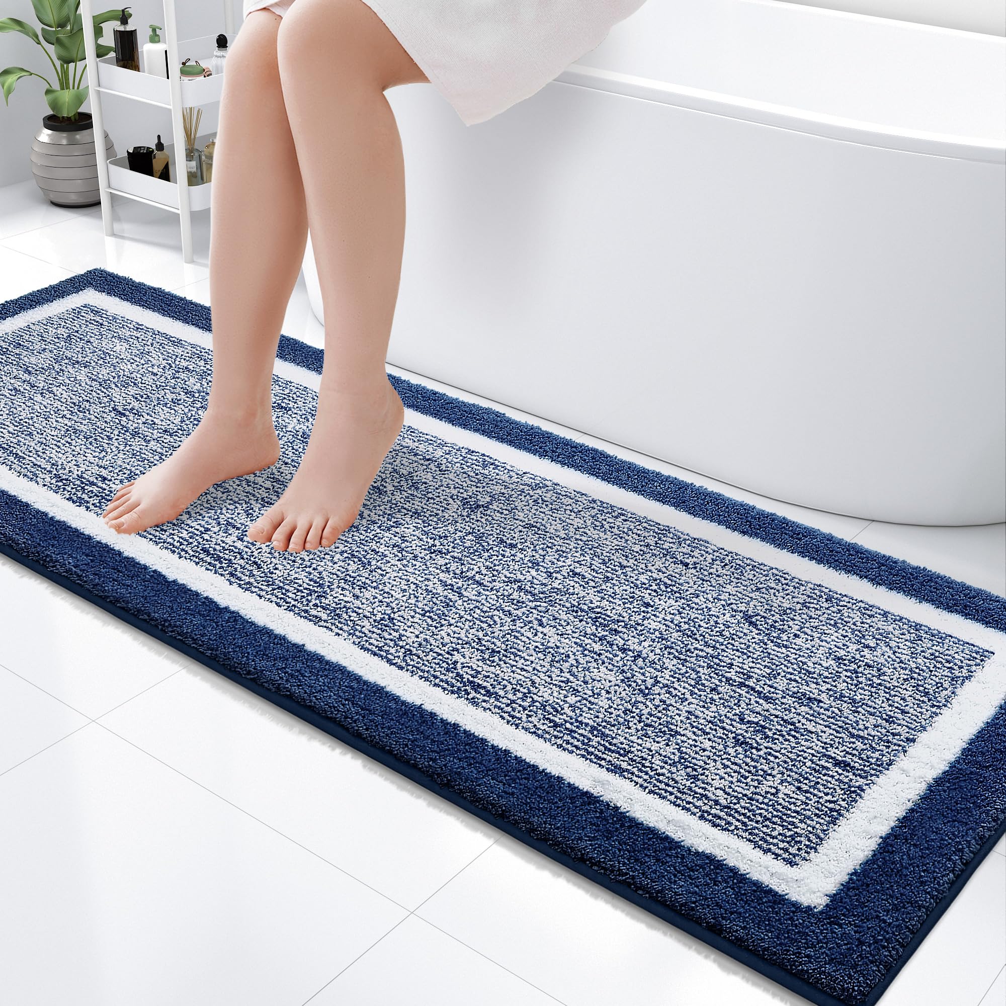 OLANLY Small Bathroom Rugs 24x16, Extra Soft and Absorbent Microfiber Bath Rugs, Non-Slip, Machine Washable, Quick Dry Shaggy Bath Carpet, Bath Mats for Bathroom Floor, Tub, Shower, Grey