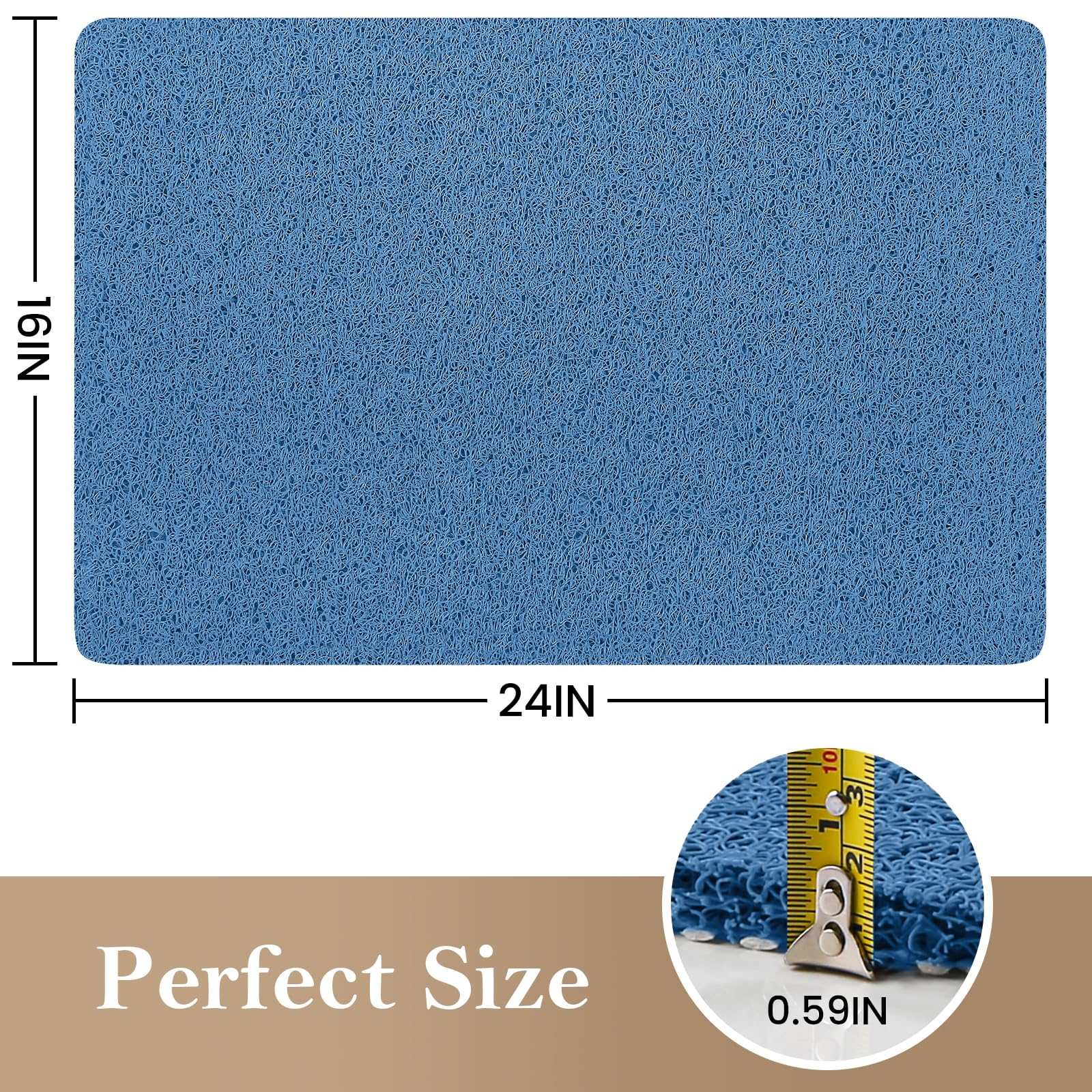 PVC Loofah Shower/Bathtub Mat Non-Slip, 24x16 inch, Soft Tub Mat with Drain, for Tub and Bathroom,Quick Drying,Grey