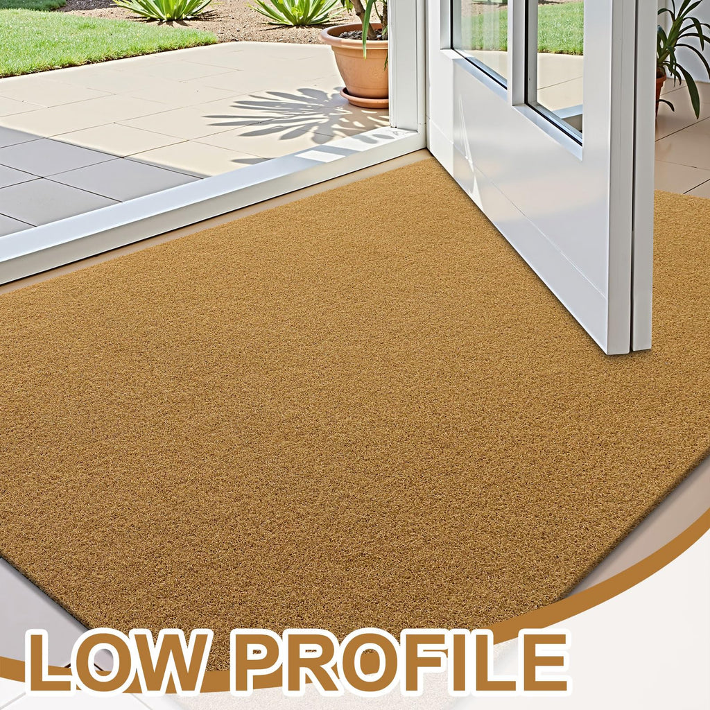 OLANLY Front Door Mat, Low Profile Doormat, Stain and Fade Resistant, Easy to Clean, for Indoor and Outdoor Entrances, Patio Porch or Entryway, Brown (30x17 Inch, Home Sweet Home)